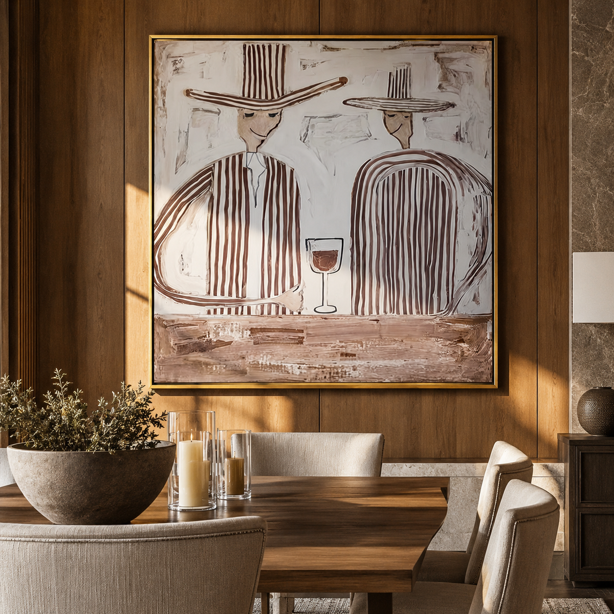 Wine Waits Between Stripes - Vintage Americana wall art image 1