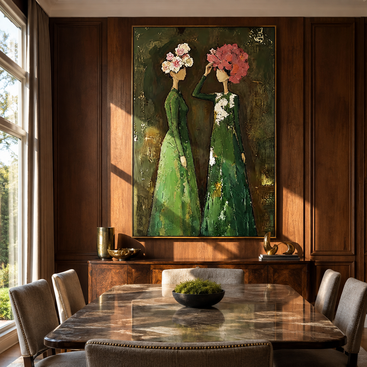 Bouquets Meet Under Green - Vintage Americana wall art image 1