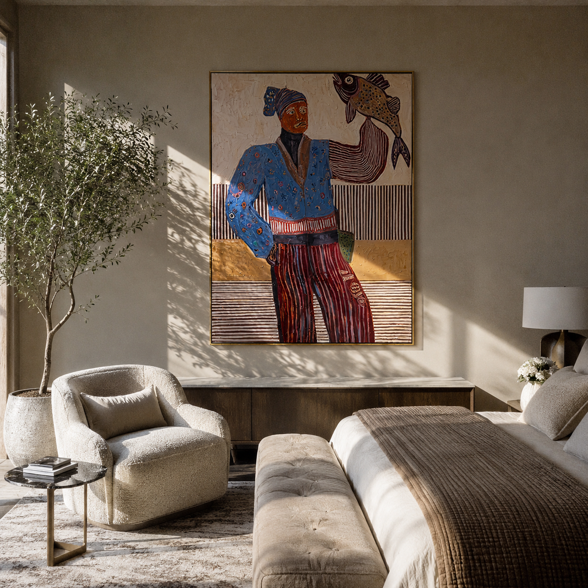 Blue Fisher Raises Catch - Vintage Americana wall art image 3