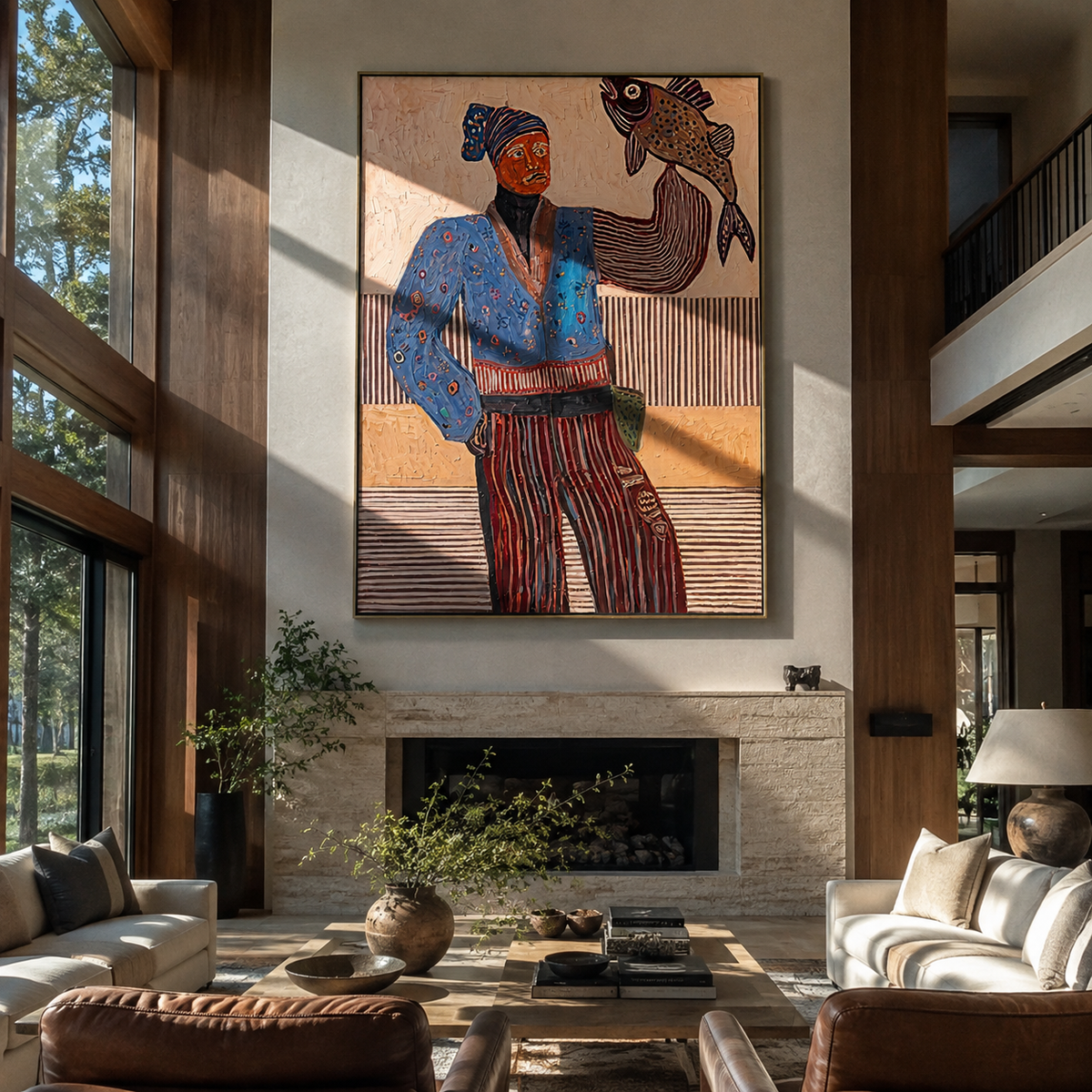 Blue Fisher Raises Catch - Vintage Americana wall art image 5