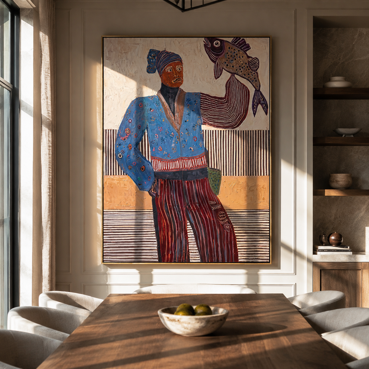 Blue Fisher Raises Catch - Vintage Americana wall art image 6