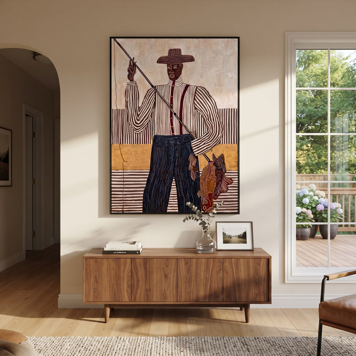 Tall Fisher Holds Line - Vintage Americana wall art image 4