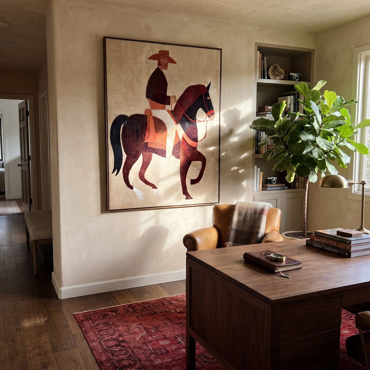 Burgundy Horse Steps Forward - Vintage Americana wall art image 4