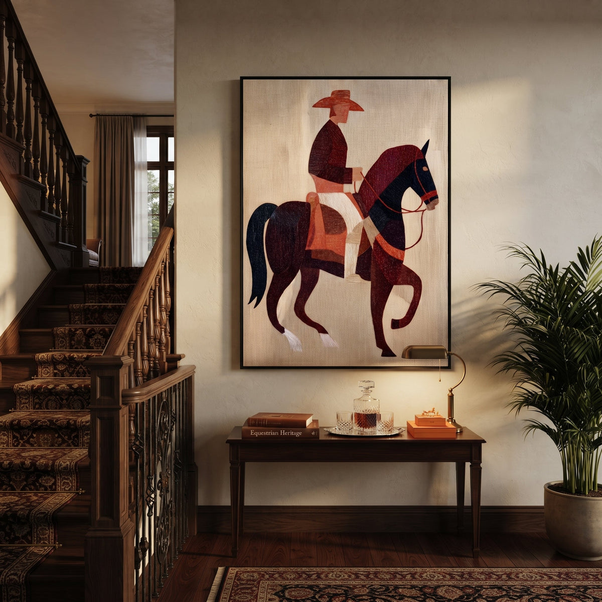 Burgundy Horse Steps Forward - Vintage Americana wall art image 5