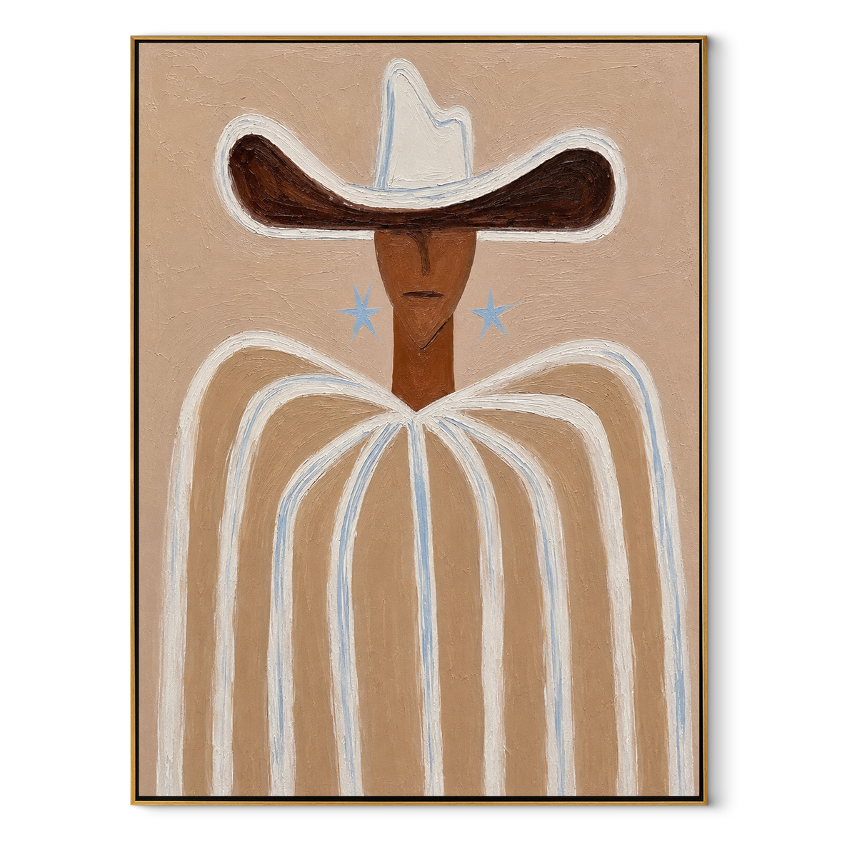 Blue Stars Guard Linen - Vintage Americana cowboy wall art image 2