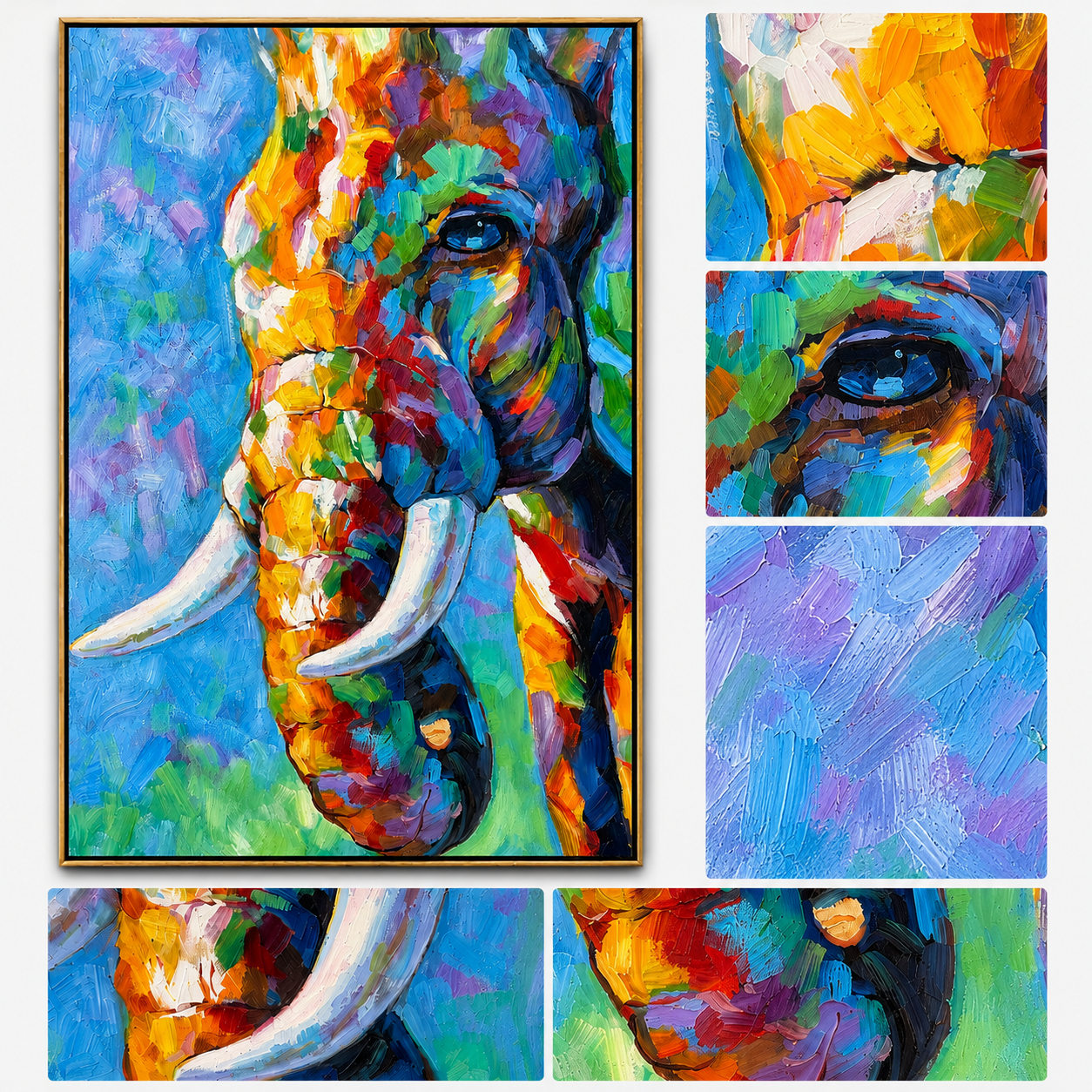 "Colorfield Hound" - Colorful Impasto Dog Portrait | Blue Green & Orange Vertical Animal Wall Art