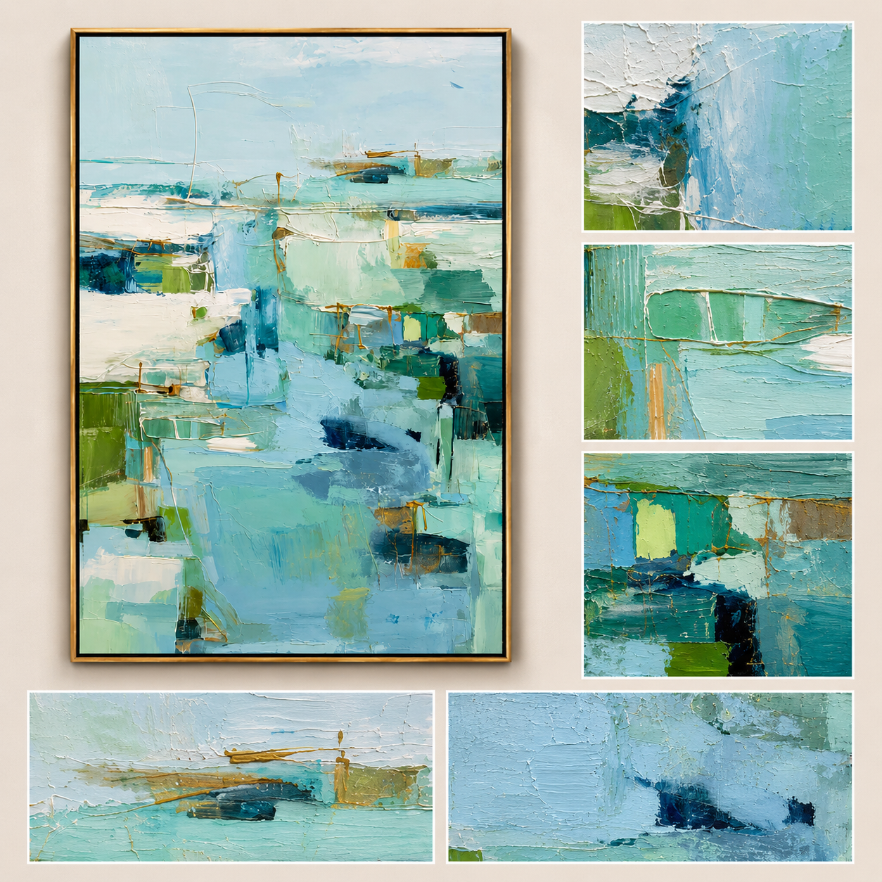 "Aqua Passage" - Soft Abstract Seascape Painting | Blue Green Vertical Contemporary Wall Art