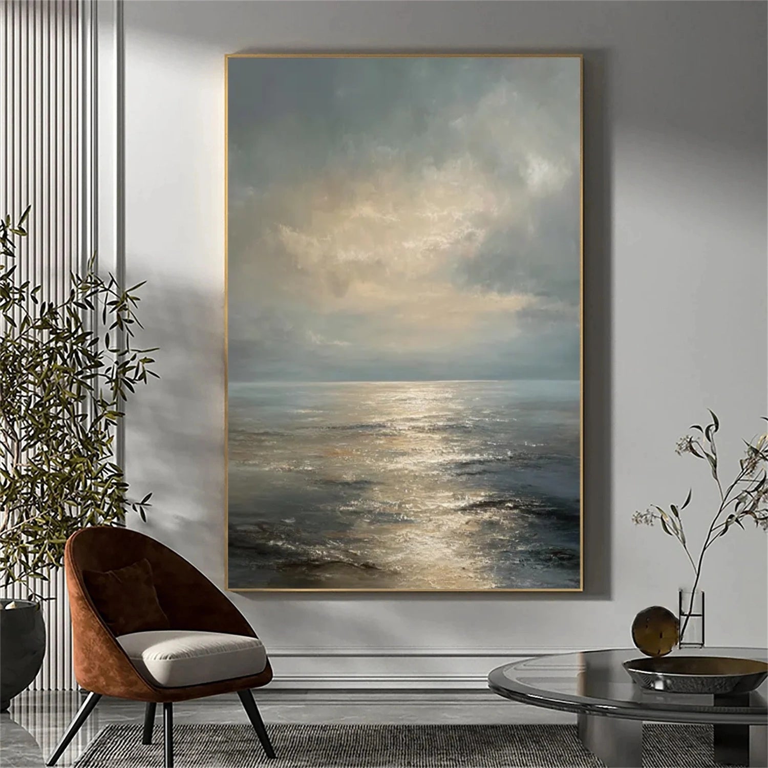 "Luminous Calm" – Tonalist Atmospheric Seascape Canvas Art | Serene Bedroom Wall Decor