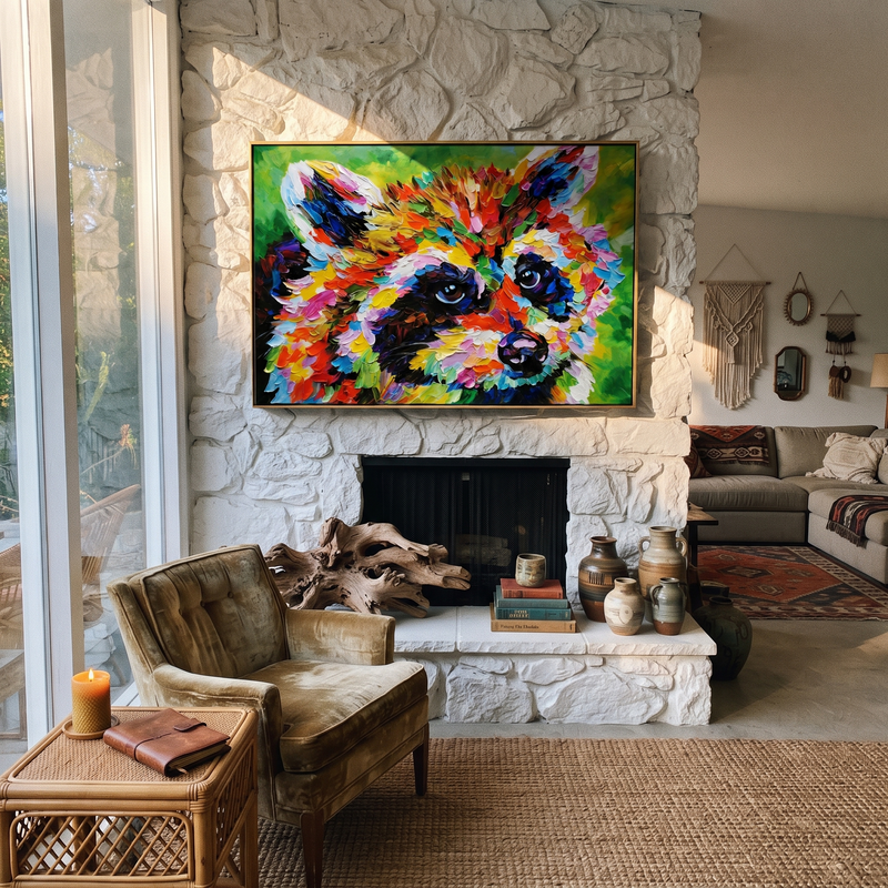 "Color Fox Gaze" - Colorful Fox Animal Painting | Contemporary Wall Art