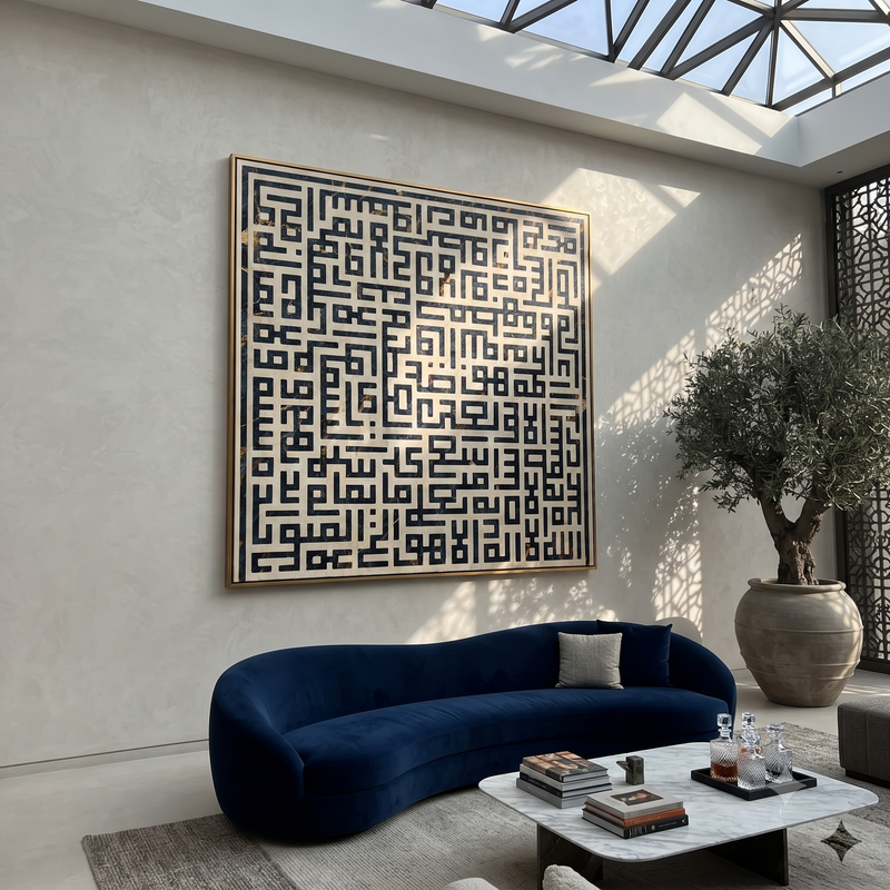 "Black Line Labyrinth" - Geometric Abstract Painting | Modern Wall Art