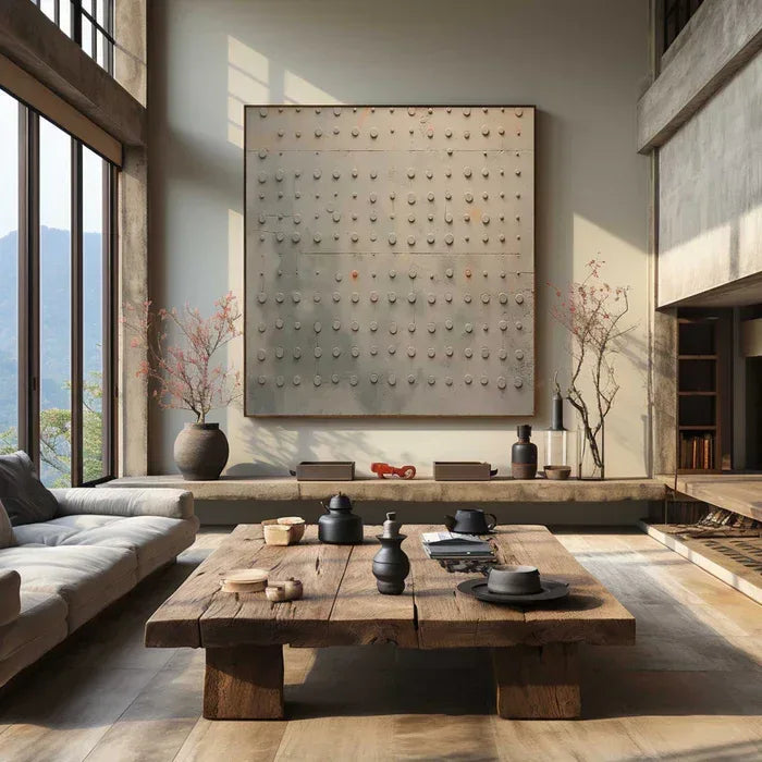 "Industrial Echo" – Minimalist 3D Relief Grid Art | Sophisticated Architectural Wall Decor