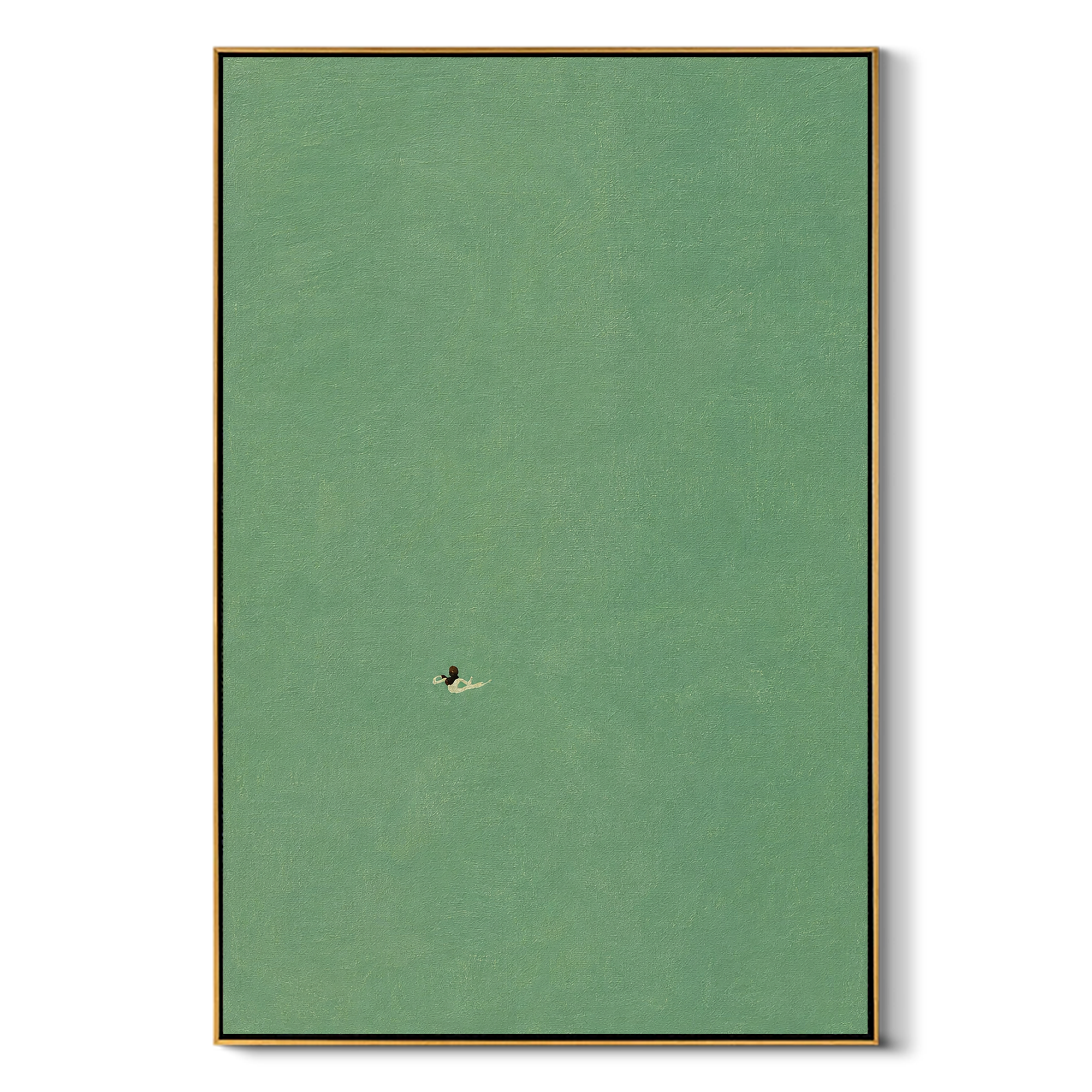 "Small Arrival" - Minimalist Bird Painting | Soft Green Vertical Contemporary Wall Art
