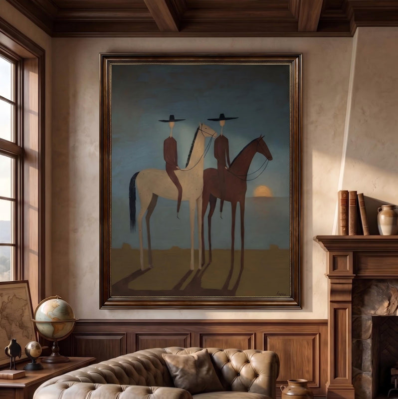 "SunSet Riders" - Modern Heavy Impasto Abstract Artwork | Beige Palette Knife Painting | Luxury Vertical Wall Art #YK 1591