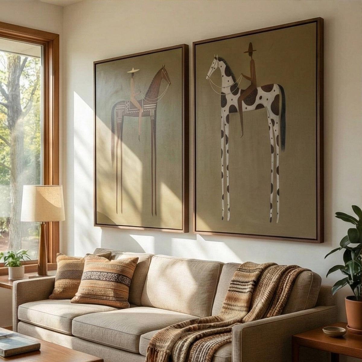 "Silent Journey" - Modern Heavy Impasto Abstract Artwork | Beige & Golden Palette Knife Painting | Luxury Two-Panel Vertical Wall Art #YK 1604