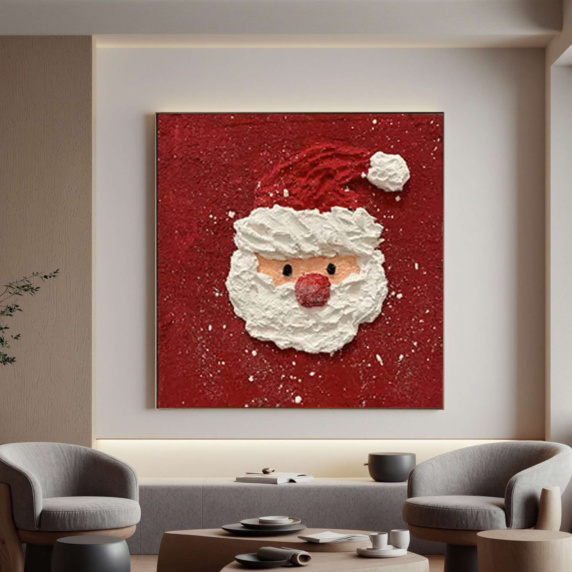 "Beige Echo" - 3D Heavy Impasto Plaster Relief | Beige & White Plaster Texture Statement Art
