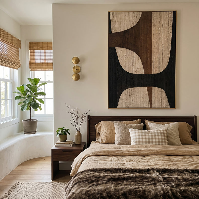 "Organic Totem" – Mid-Century Modern Biomorphic Earth Tone Abstract | Sophisticated Study Statement Art