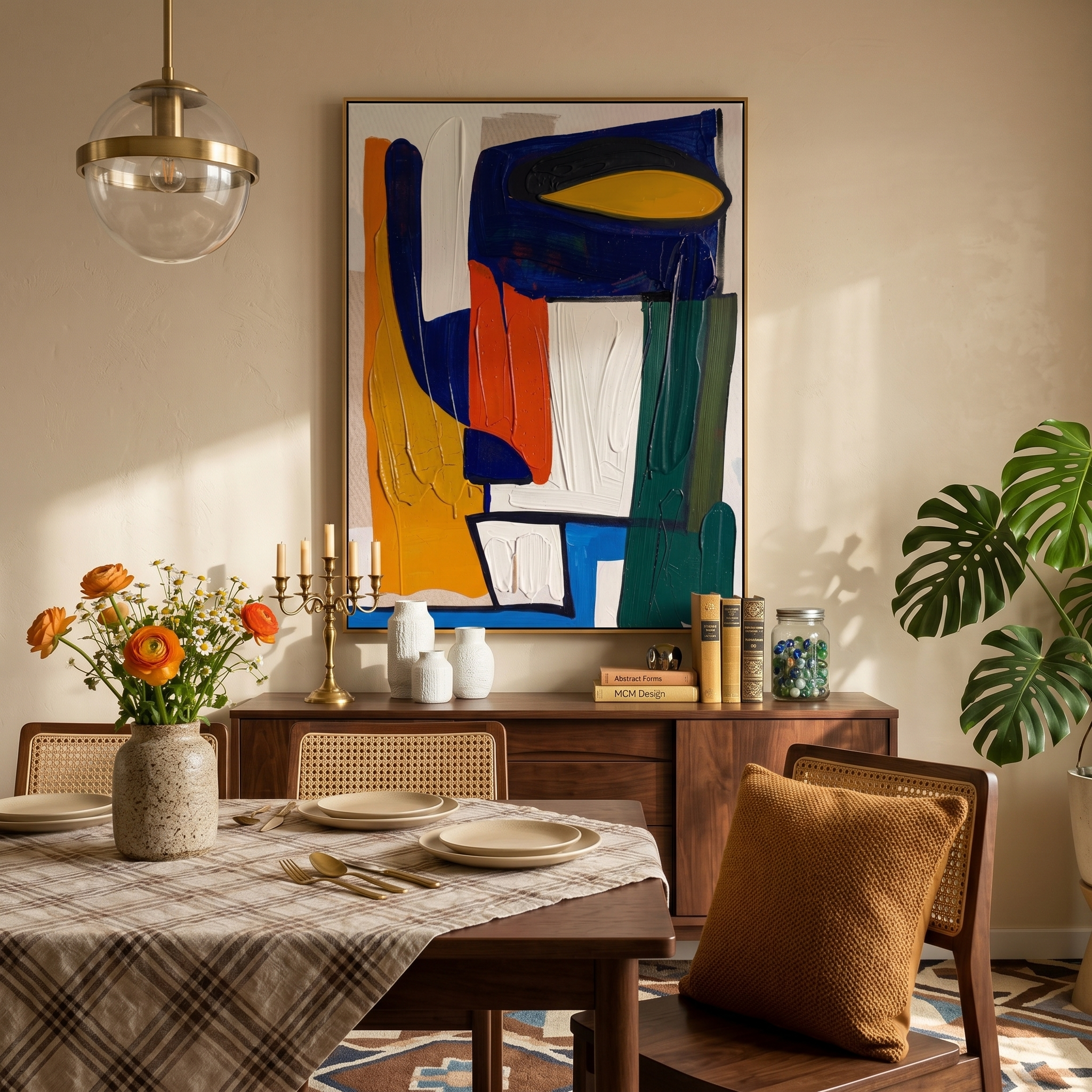 "Crimson Crest" – Modern Textural Impasto Rose | Dramatic Dining Room Statement Art