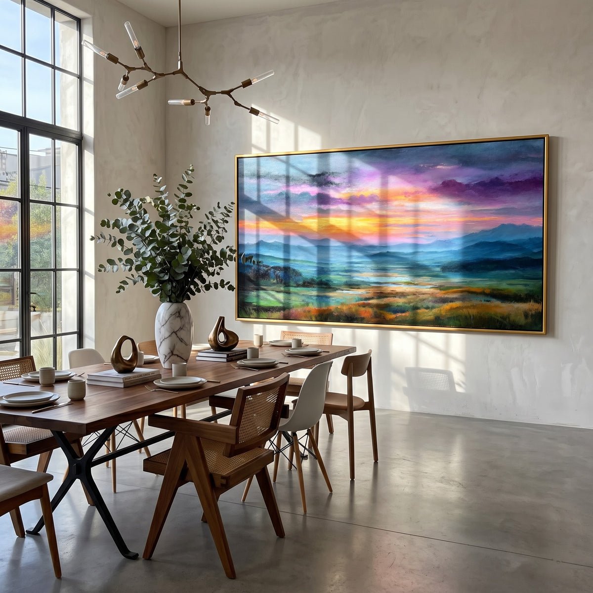 "Violet Horizon" - Purple Sunset Landscape Painting | Purple Blue Pink Horizontal Landscape Painting
