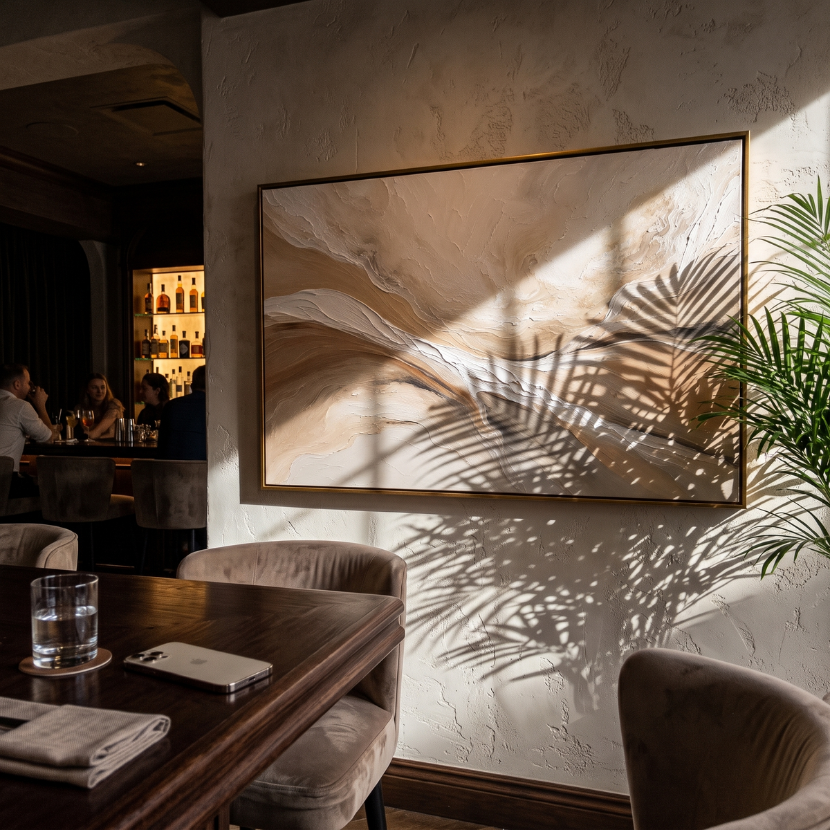 "Desert Drift" - Abstract Wabi-Sabi Landscape Painting | Beige Brown & White Horizontal Wall Art
