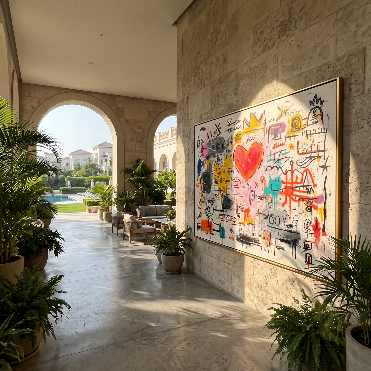 "Signal Heart" - Colorful Graffiti Abstract Painting | Red Heart & Street Art Statement Wall Art