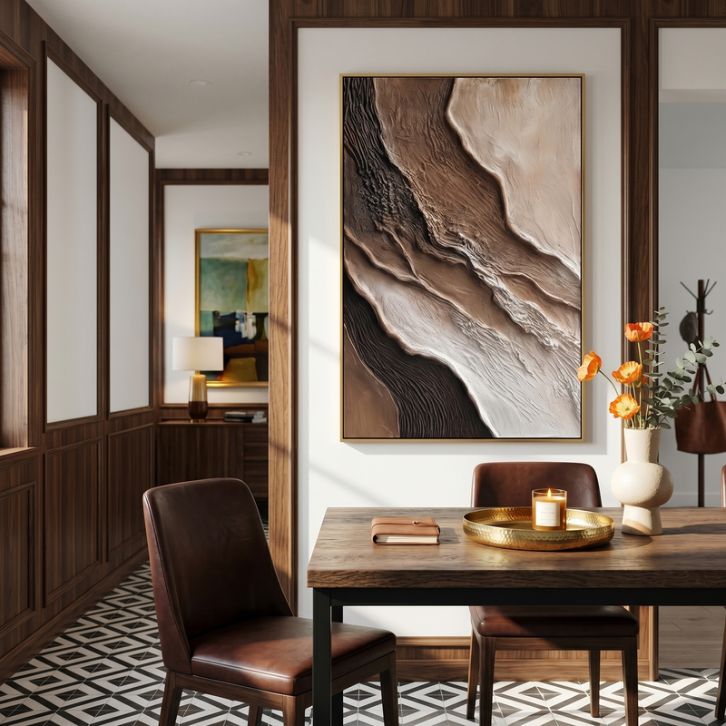 "Resilient Pulse" – Modern Sculptural Impasto Rose | Moody Master Suite Statement Art