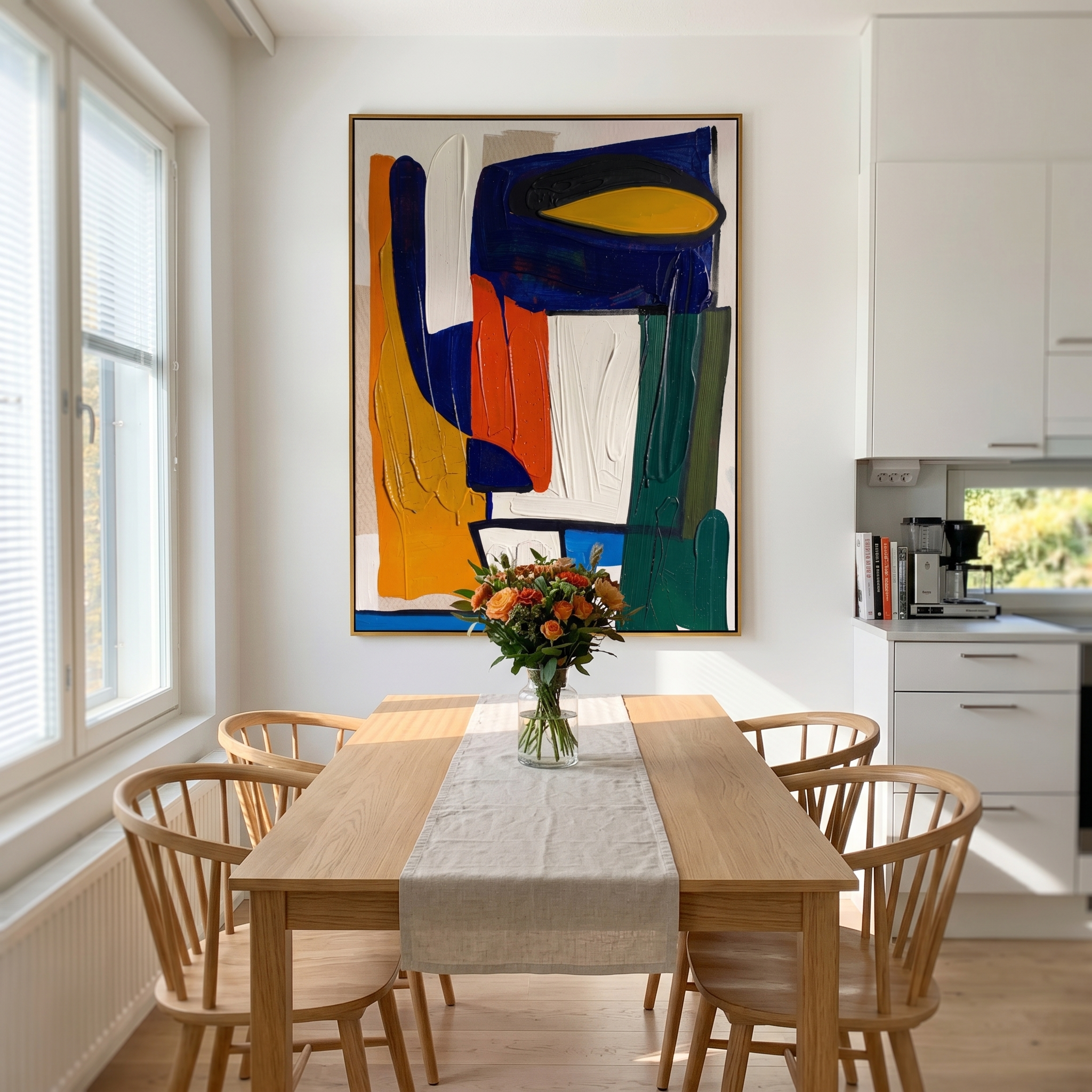 "Crimson Crest" – Modern Textural Impasto Rose | Dramatic Dining Room Statement Art