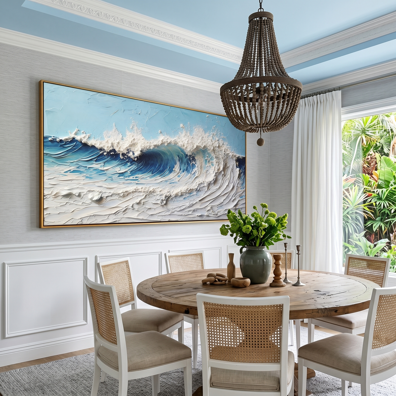 "Summer Tide" – Modern Textured Impasto Beach Seascape | Vibrant Coastal Living Room Wall Art