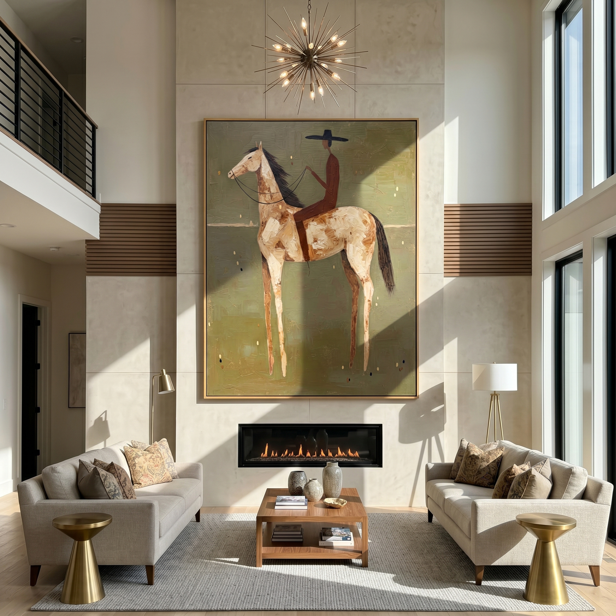 "Equestrian in Olive Light" – Abstract Textured Impasto Artwork | Earthy Washed Tones Wall Decor | Contemporary Vertical Statement Piece #AB 004