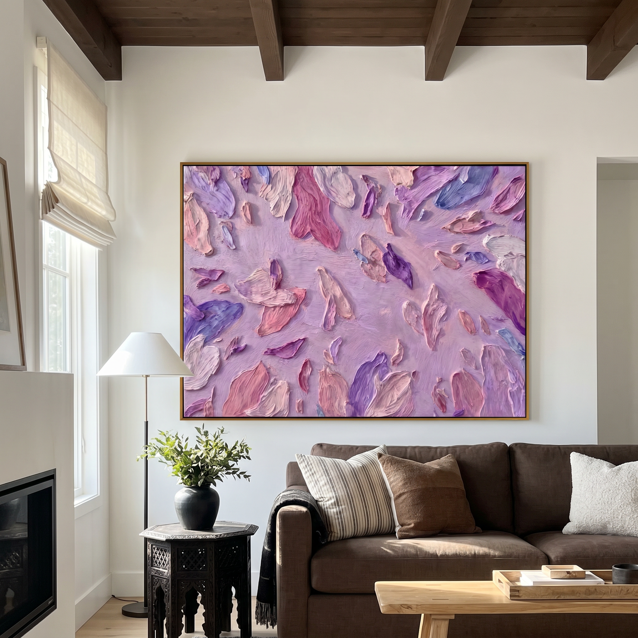 "Lavender Whisper" – Romantic Heavy Impasto Floral Abstract | Ethereal Bedroom Statement Art