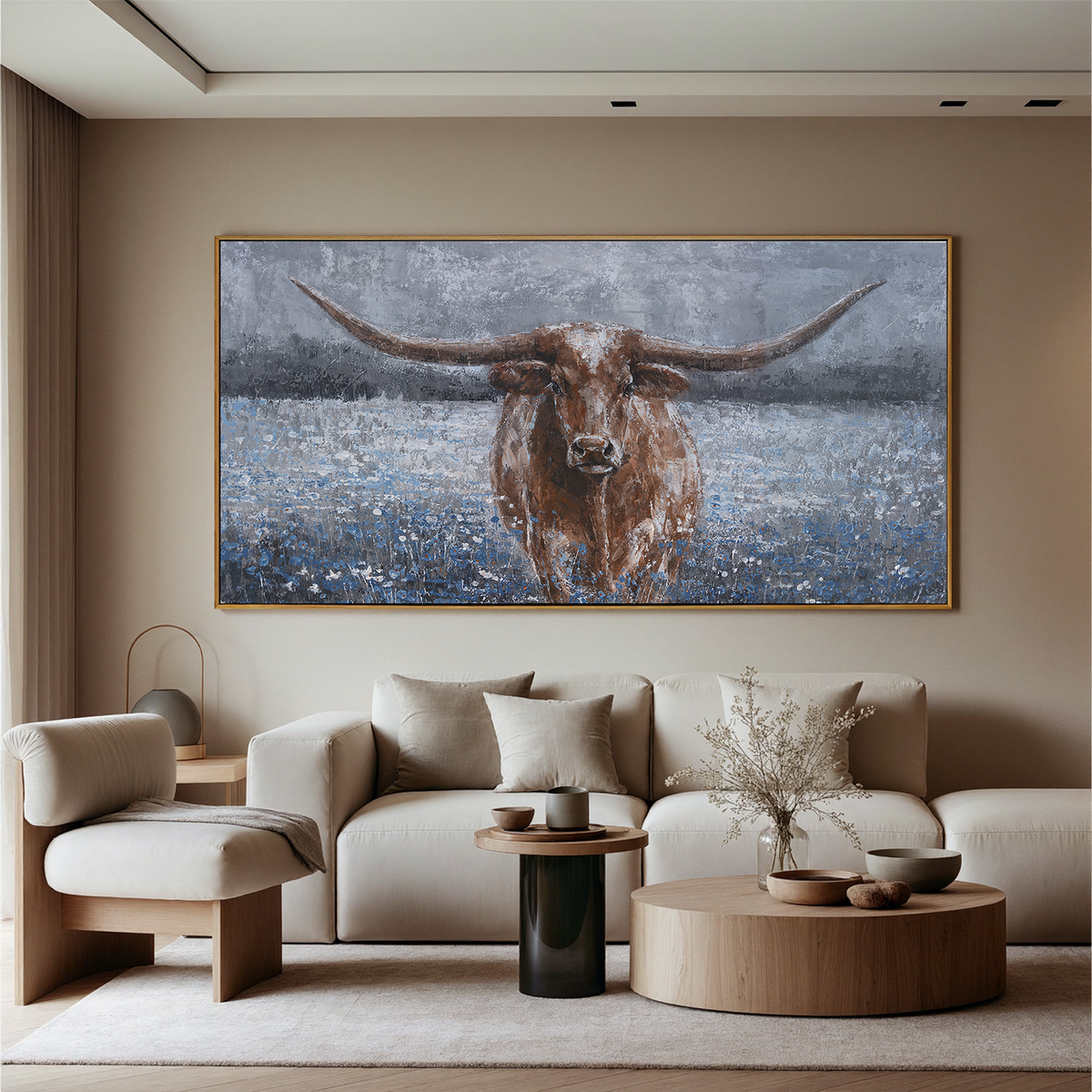 "Brown Companions" - Hand-Painted Animal Portrait | Brown & Grey Animal Art Statement Art