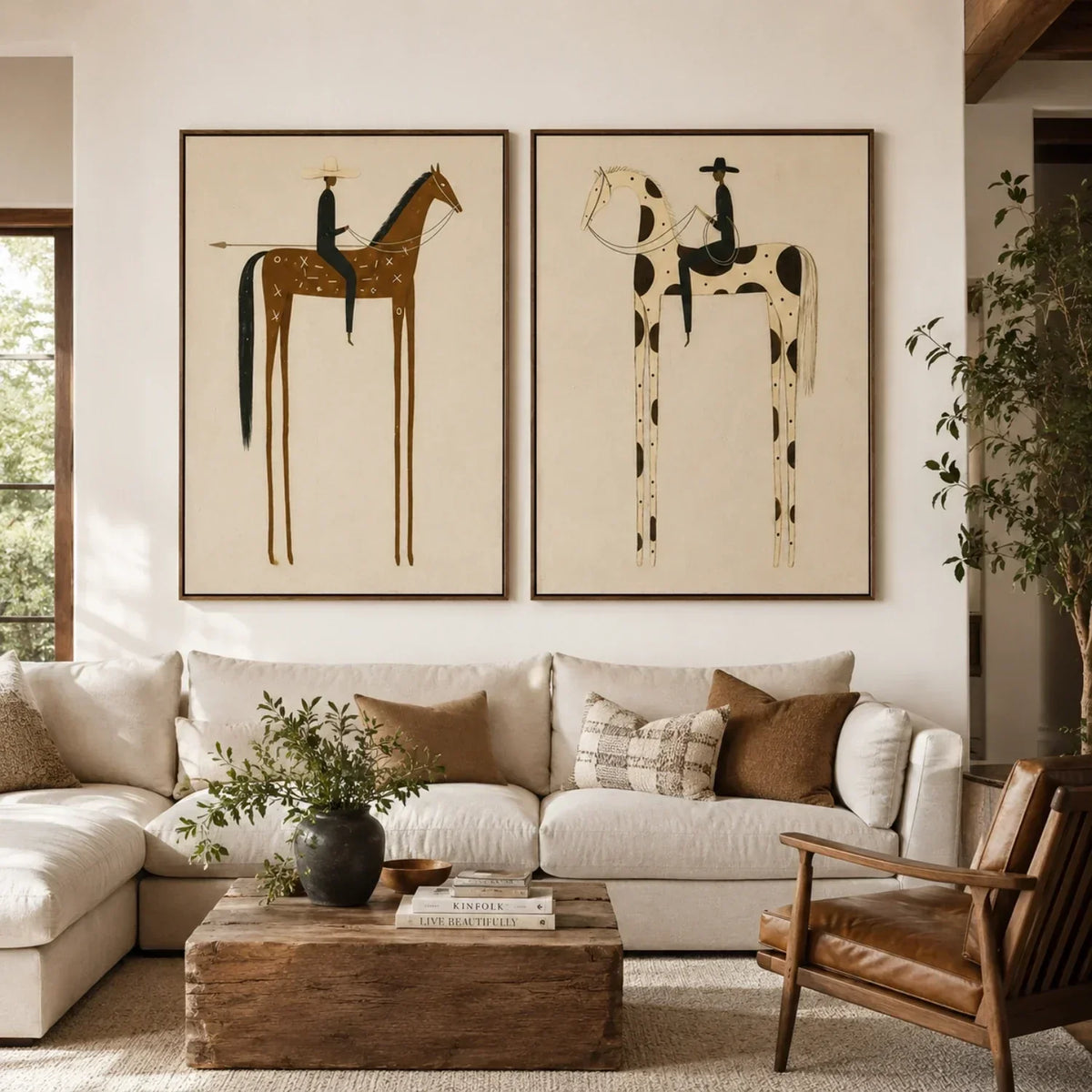 "Twin Bearings" - Modern Heavy Impasto Western Animal Artwork | Golden Palette Knife Painting | Luxury Two-Panel Vertical Wall Art #YK 1605