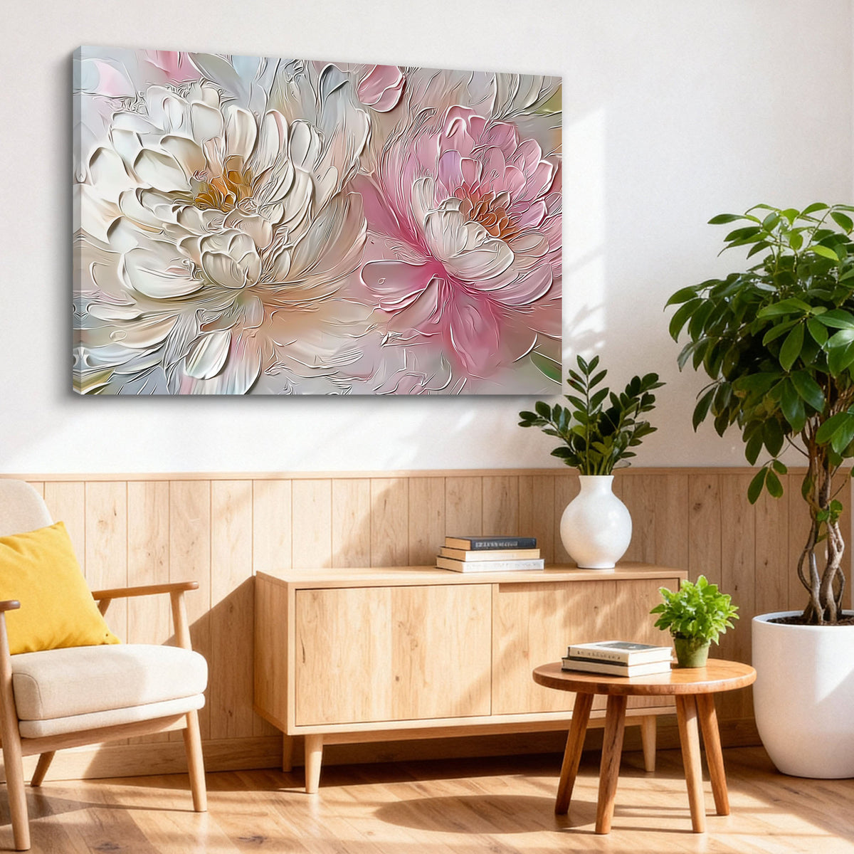 "White Echo" - 3D Heavy Impasto Plaster Relief | White Plaster Texture Statement Art