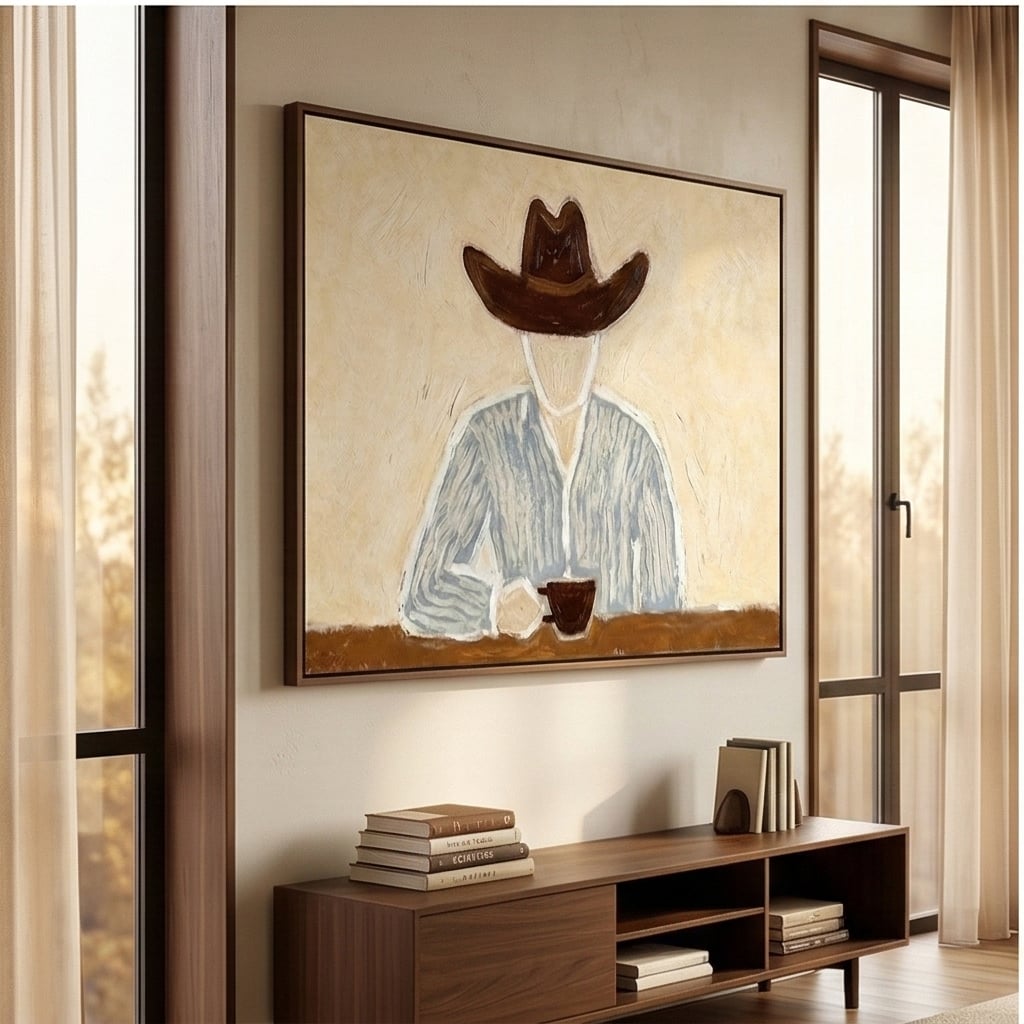"Morning Solitude" - Modern Heavy Impasto Abstract Artwork | Beige Palette Knife Painting | Luxury Horizontal Wall Art #YK 1601