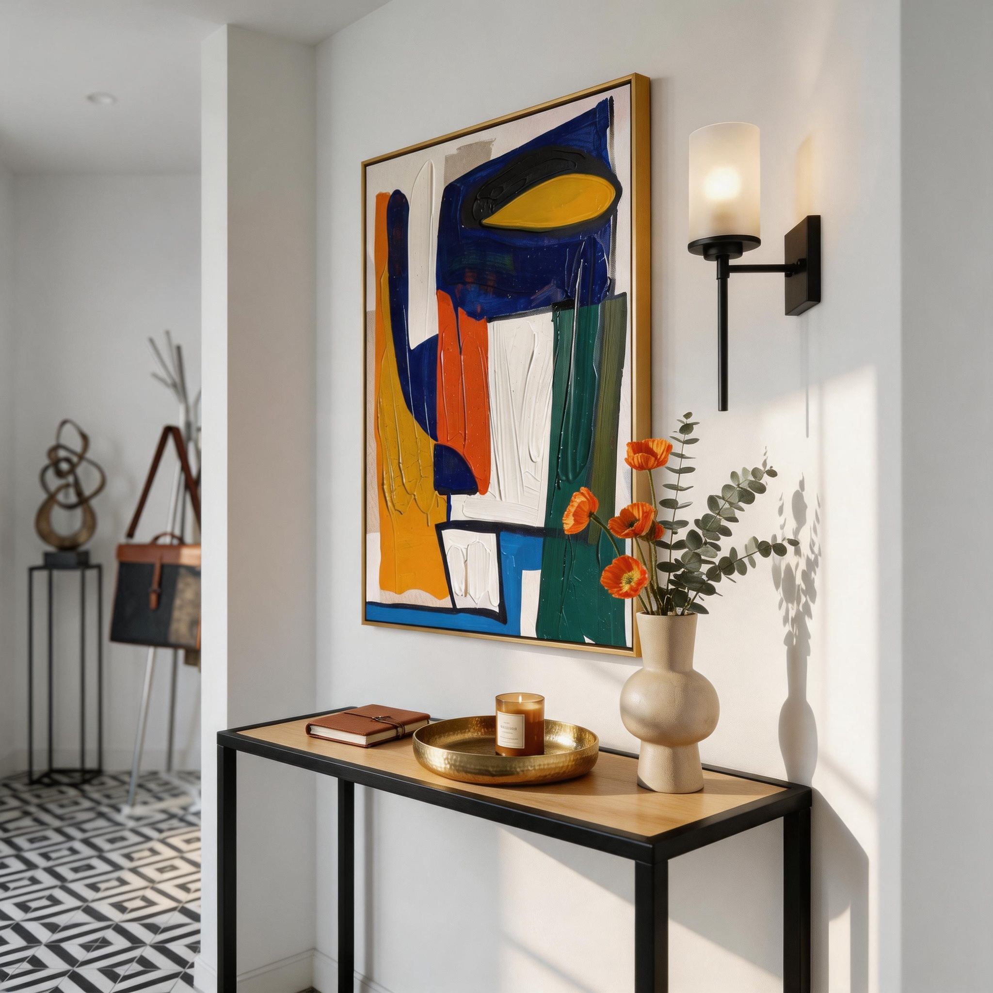"Crimson Crest" – Modern Textural Impasto Rose | Dramatic Dining Room Statement Art