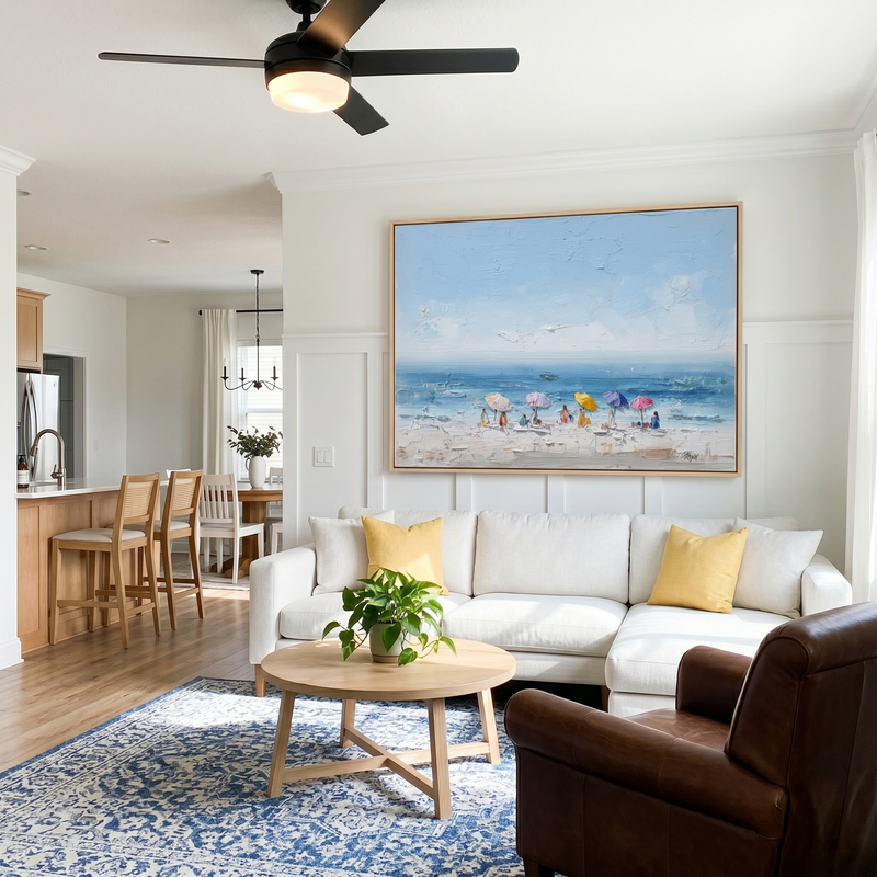 "Coastal Echoes" – Impressionist 3D Impasto Beach Seascape | Vibrant Summer Wall Art
