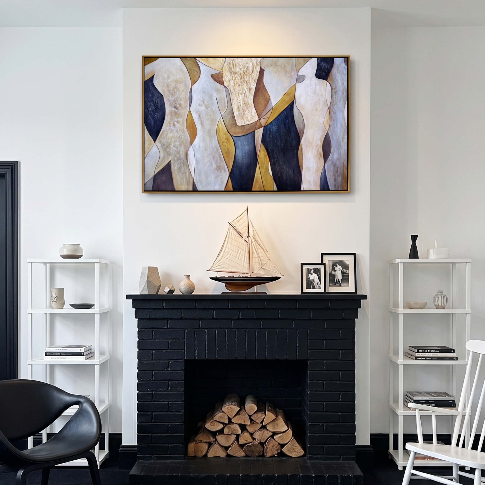 "Soul Harmony" – Modern Abstract Figurative Earth Tone Acrylic Painting | Sophisticated Hallway Statement Art