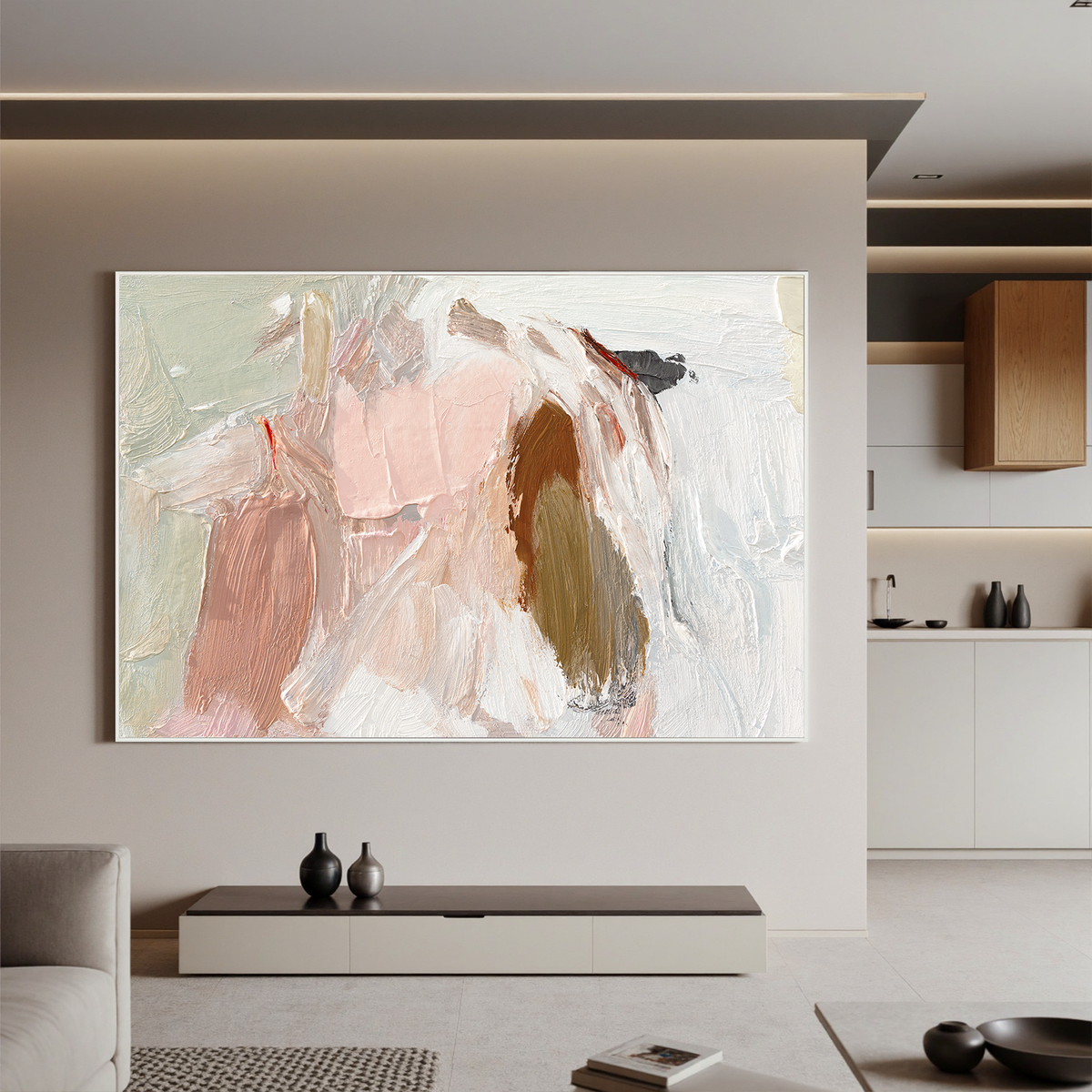 "Clay Form" - Minimalist Impasto Abstract | Brown & White Abstract Art Statement Art