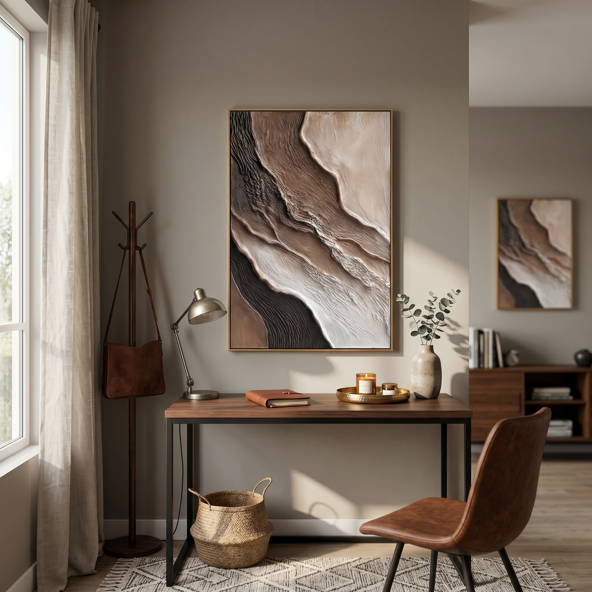 "Resilient Pulse" – Modern Sculptural Impasto Rose | Moody Master Suite Statement Art