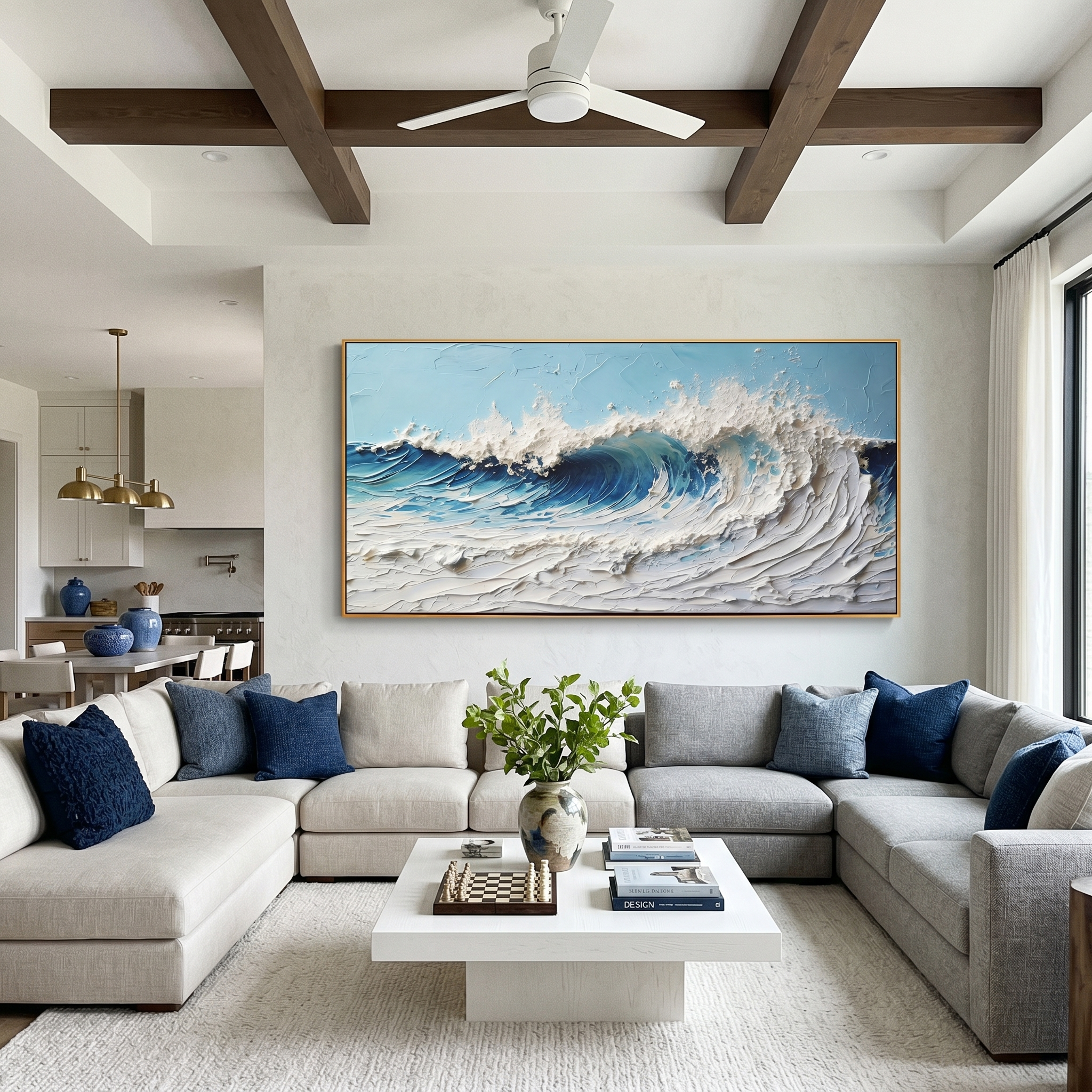 "Summer Tide" – Modern Textured Impasto Beach Seascape | Vibrant Coastal Living Room Wall Art