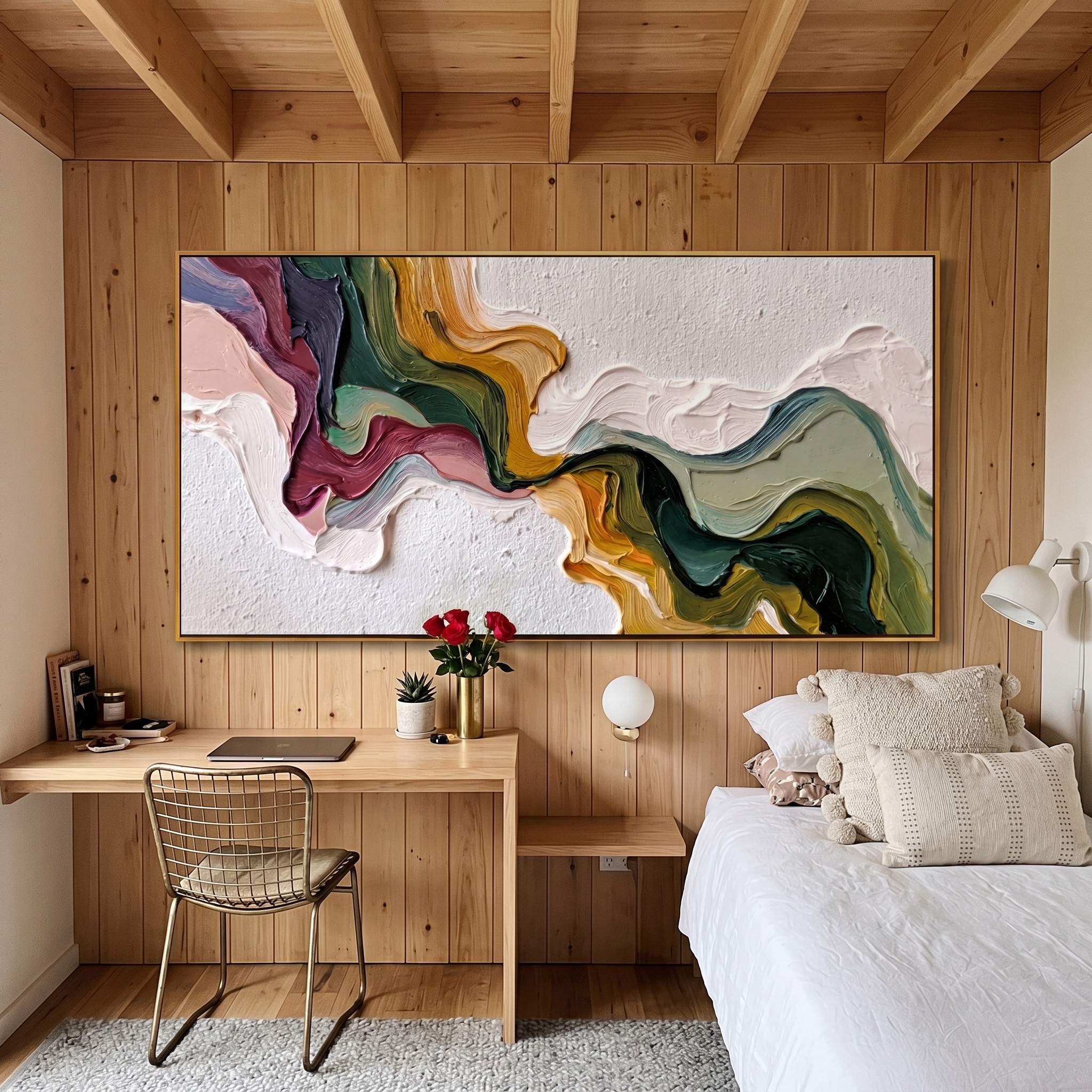 "Chromatic Flow" – Sculptural Fluid Abstract Impasto Canvas Art | Contemporary Hallway Statement