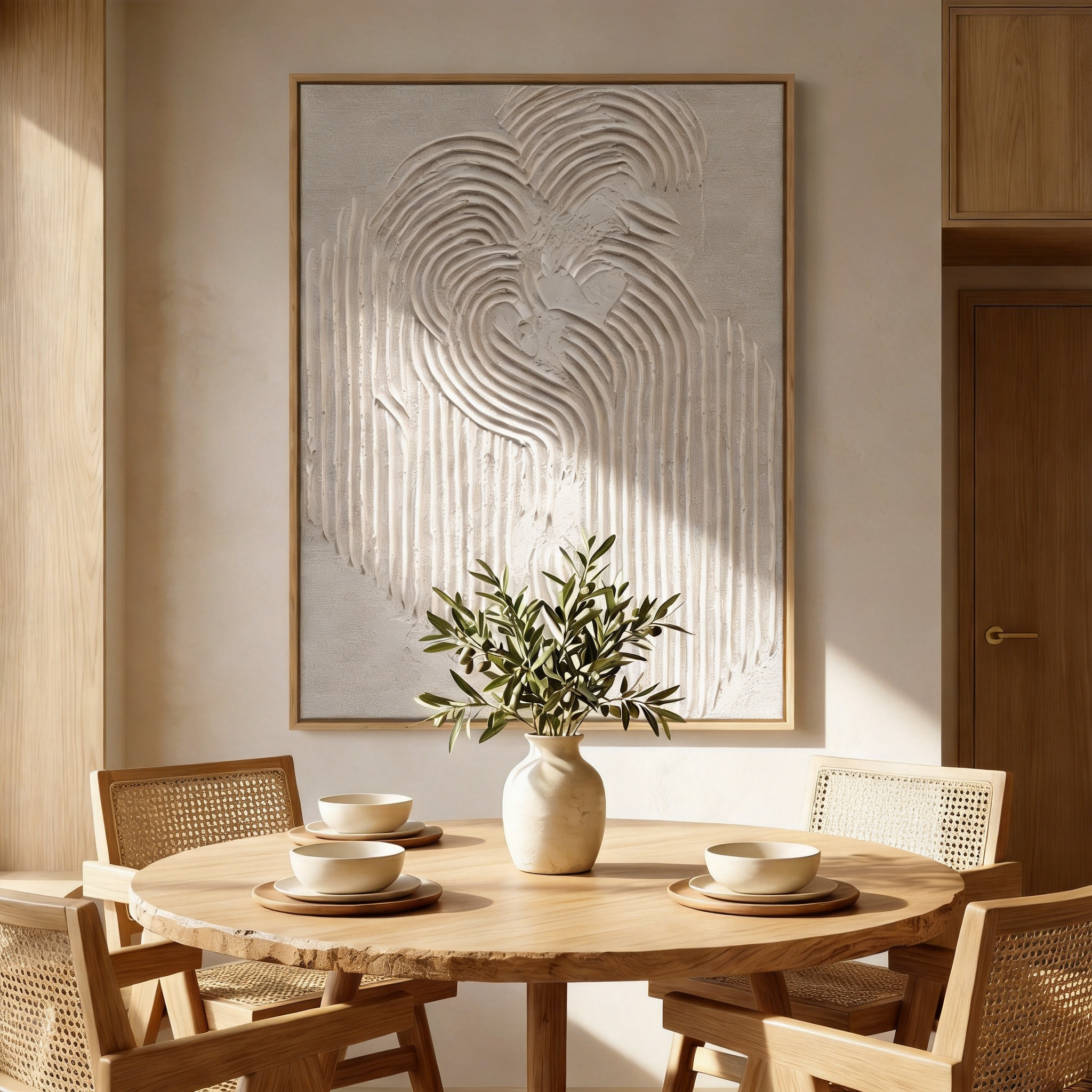 "Radiant Bloom" – Minimalist 3D White Flower Impasto Canvas | Sophisticated Entrance Art