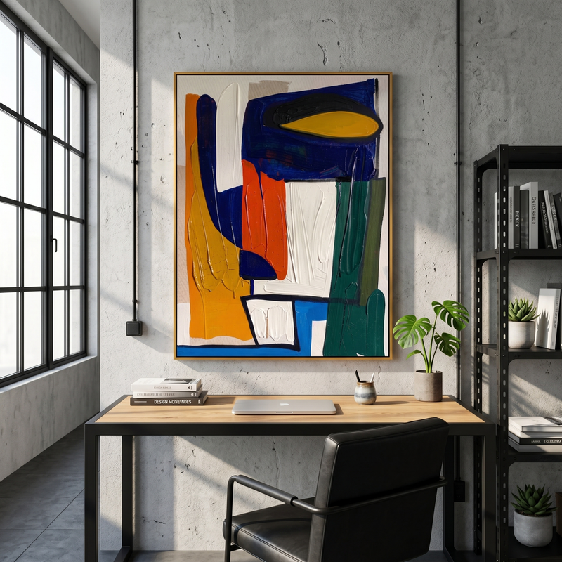 "Crimson Crest" – Modern Textural Impasto Rose | Dramatic Dining Room Statement Art