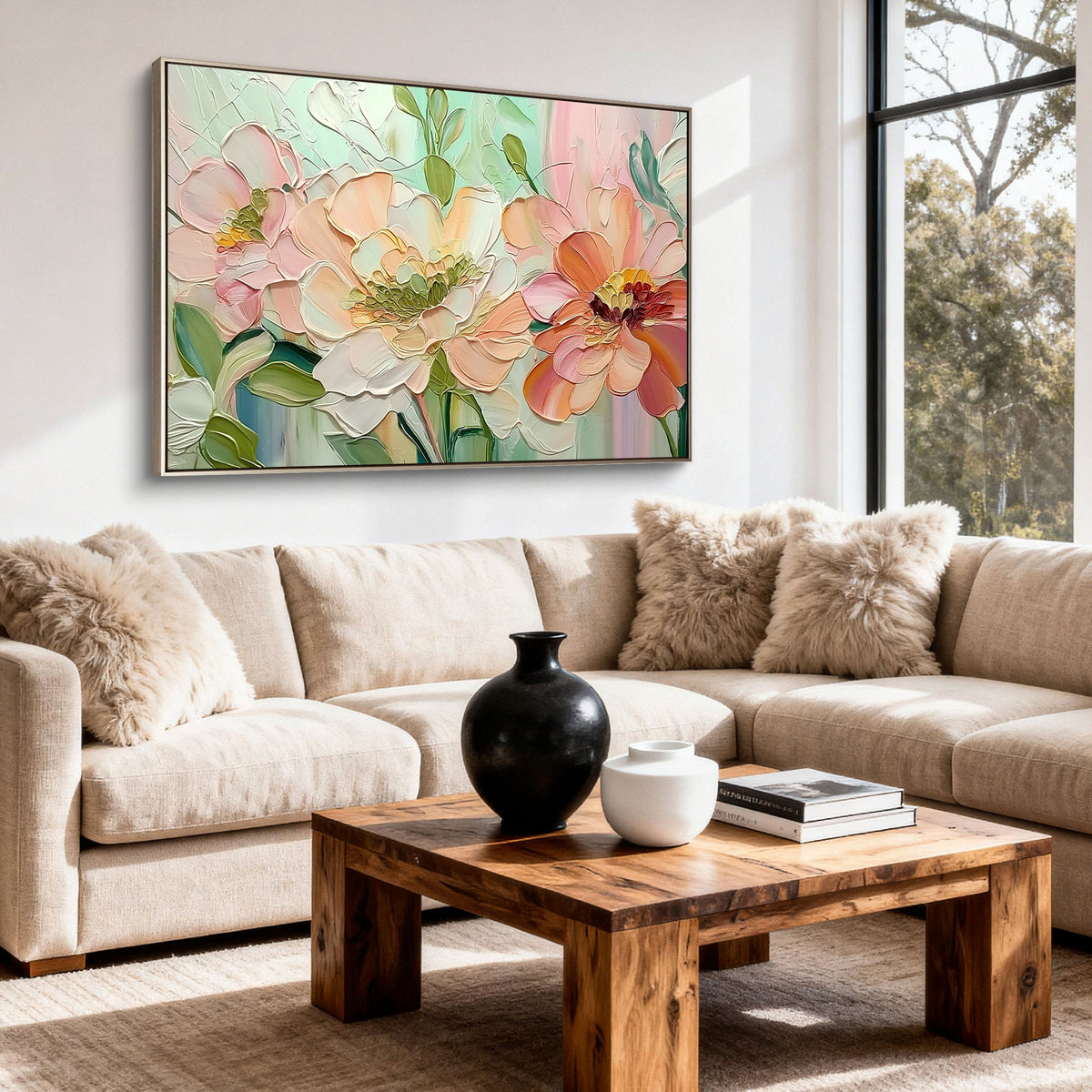 "Cream Haze" - 3D Heavy Impasto Plaster Relief | Beige Plaster Texture Statement Art