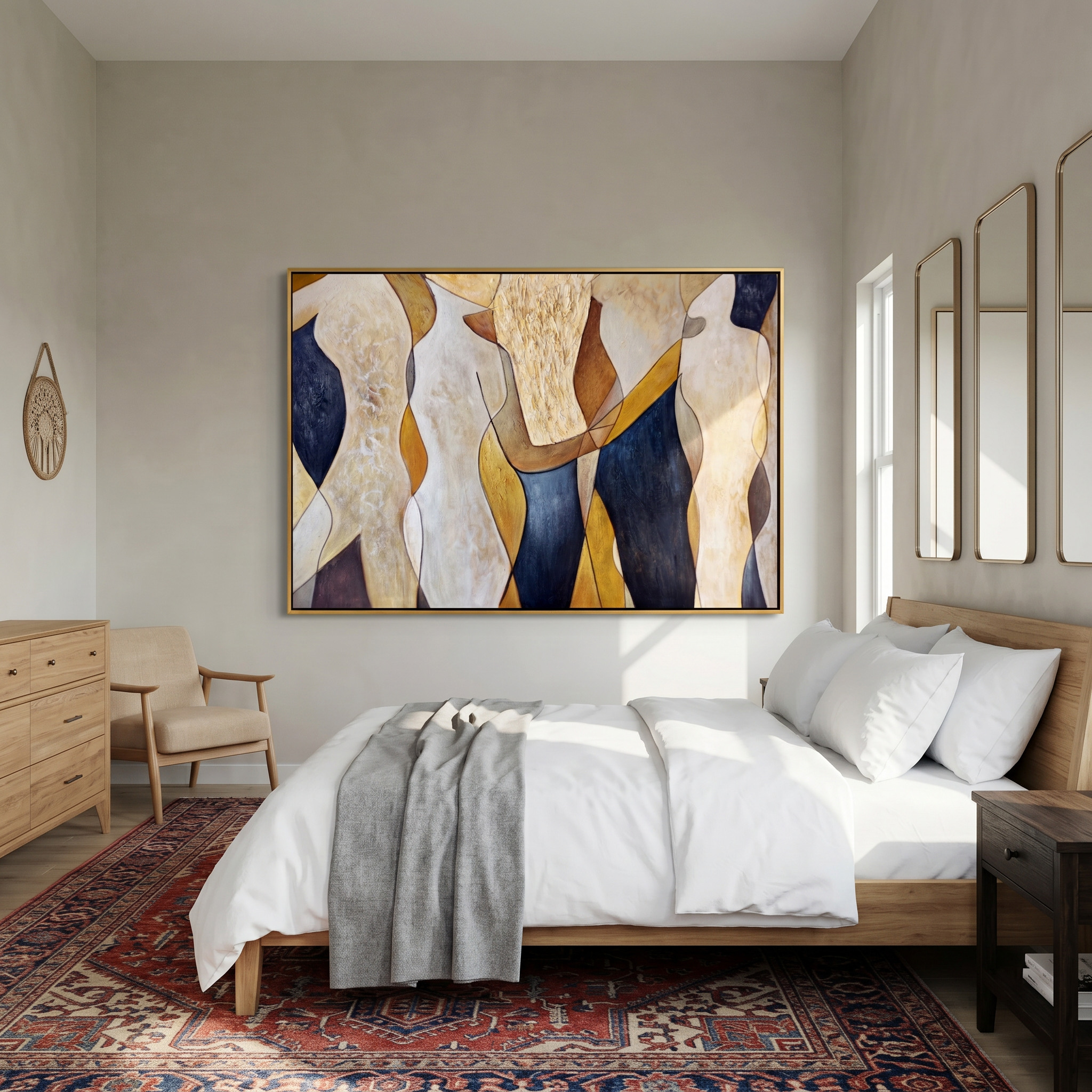 "Soul Harmony" – Modern Abstract Figurative Earth Tone Acrylic Painting | Sophisticated Hallway Statement Art