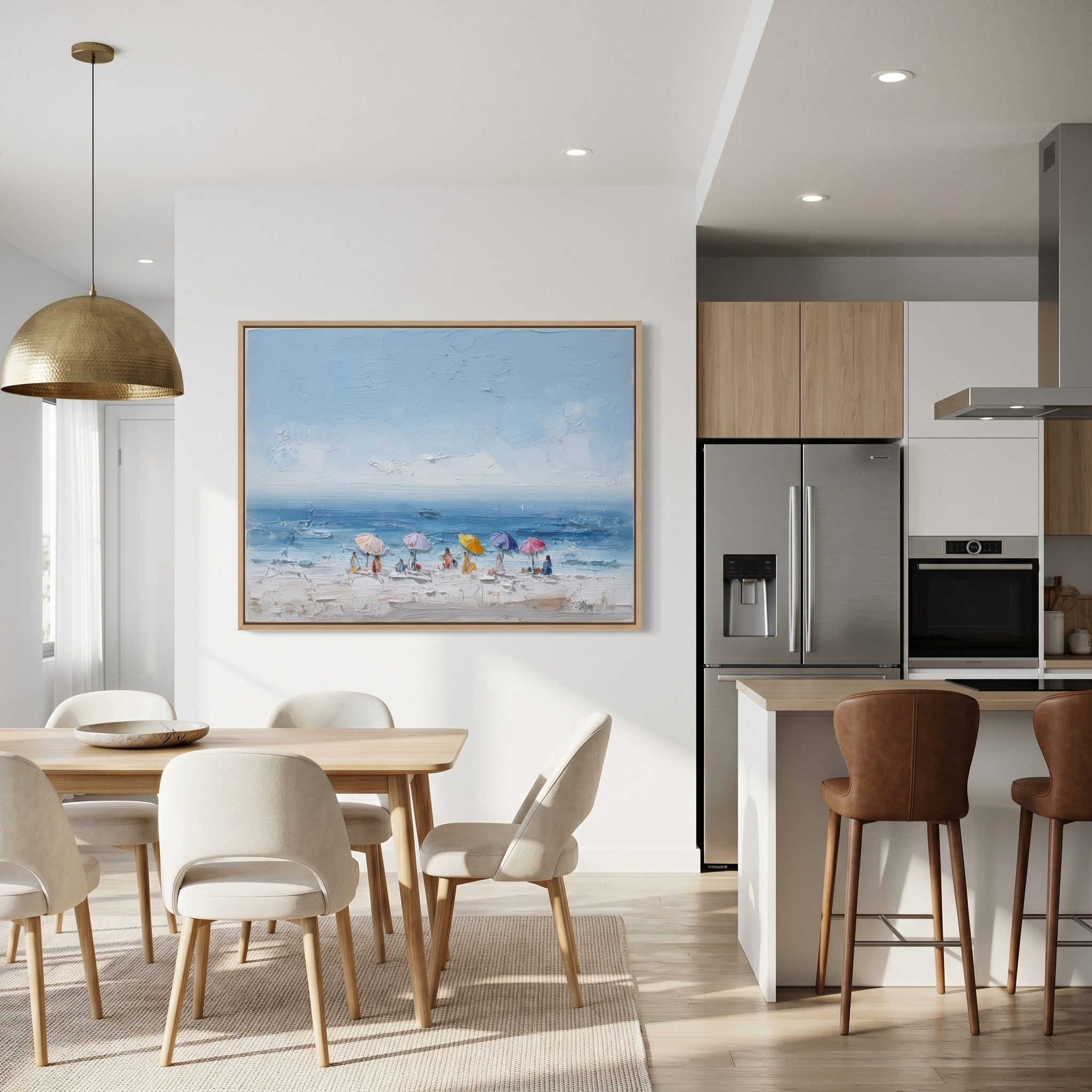 "Coastal Echoes" – Impressionist 3D Impasto Beach Seascape | Vibrant Summer Wall Art