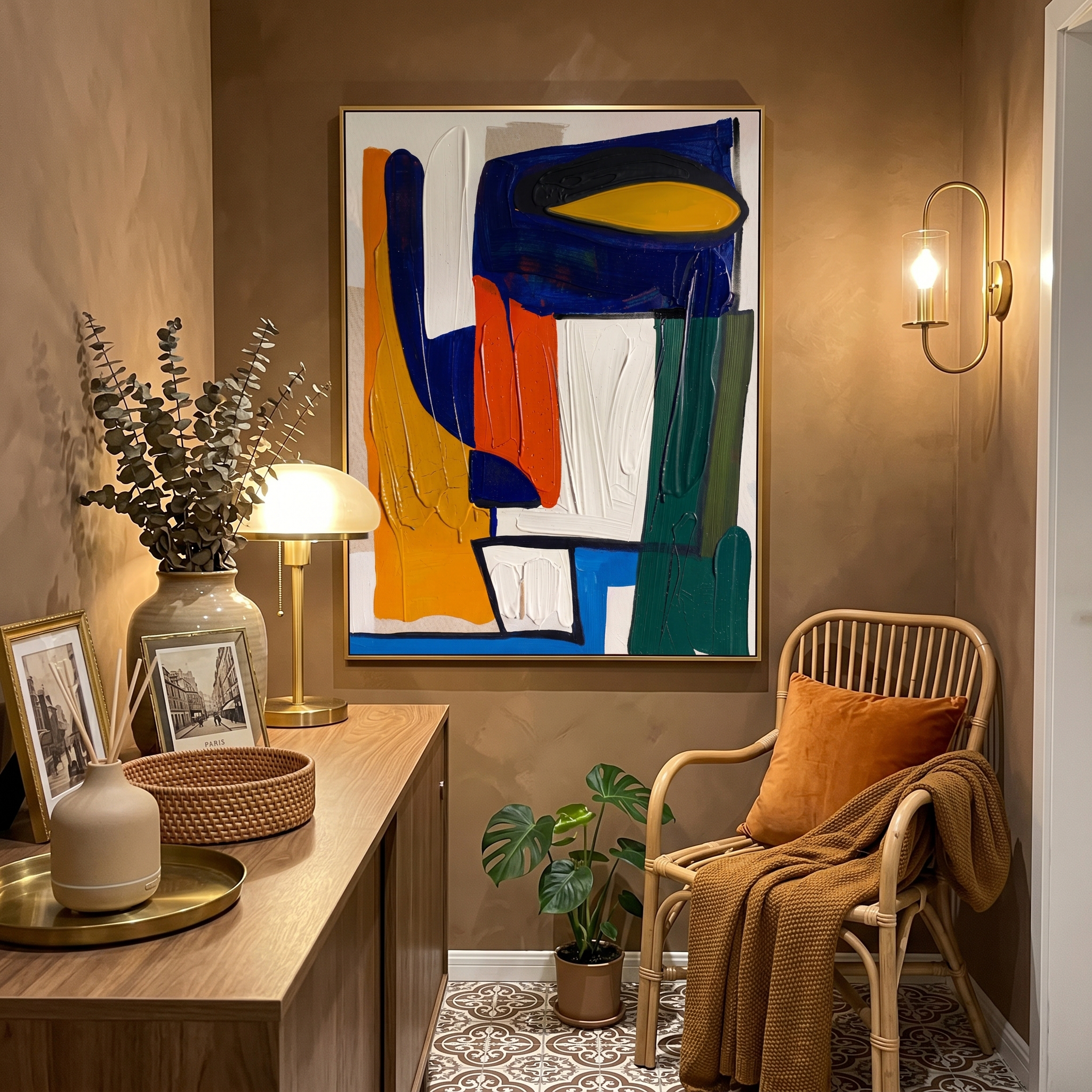 "Crimson Crest" – Modern Textural Impasto Rose | Dramatic Dining Room Statement Art