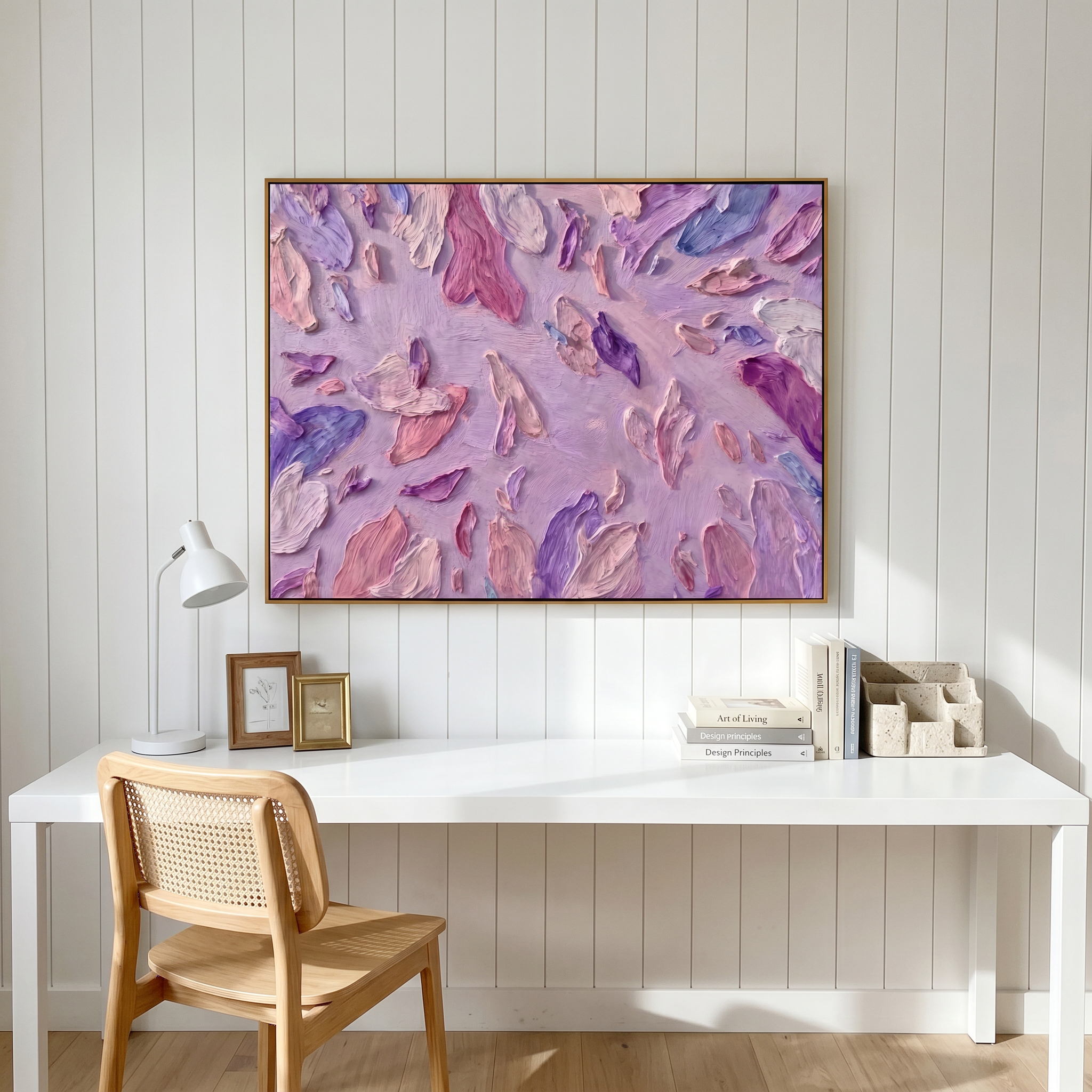 "Lavender Whisper" – Romantic Heavy Impasto Floral Abstract | Ethereal Bedroom Statement Art