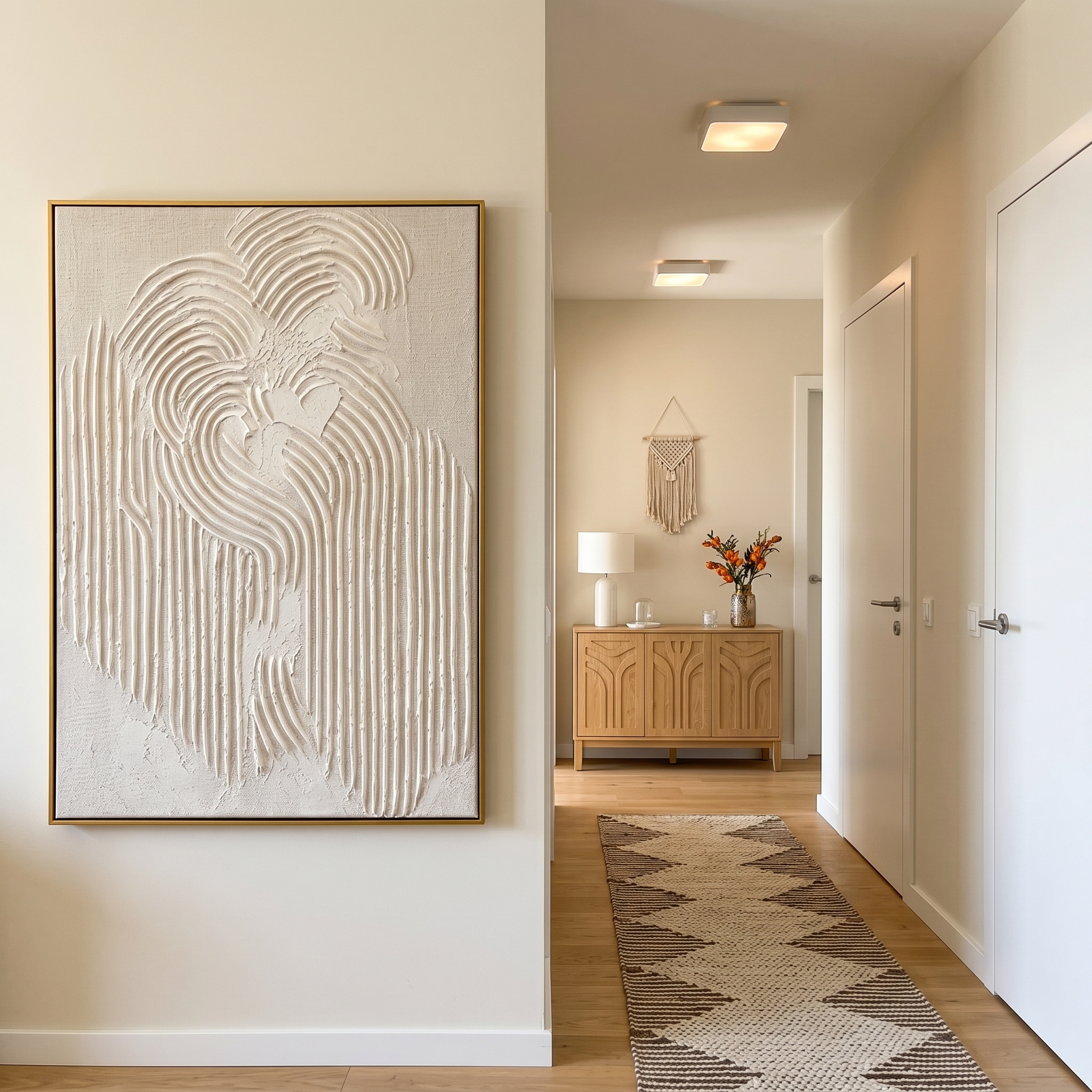 "Radiant Bloom" – Minimalist 3D White Flower Impasto Canvas | Sophisticated Entrance Art