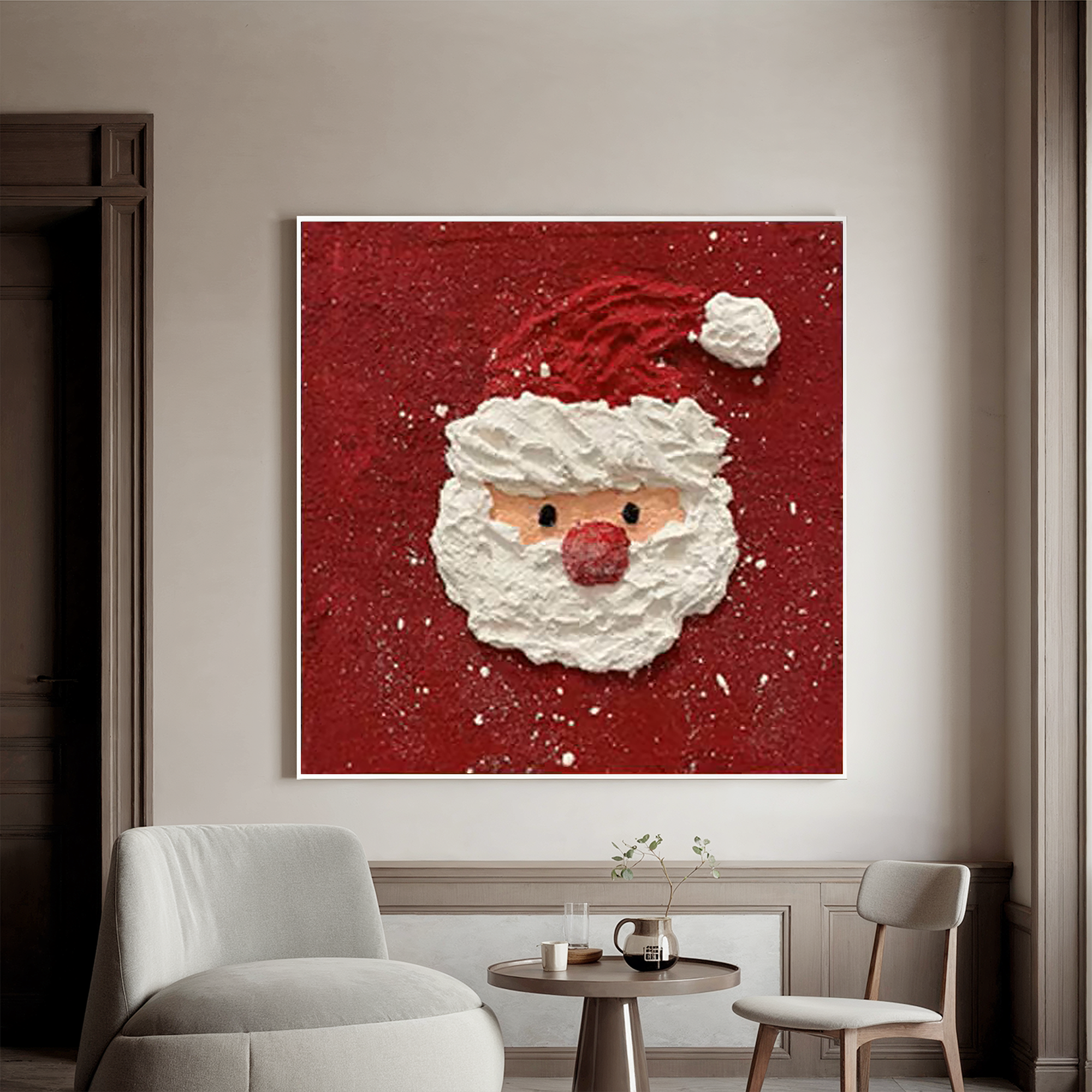 "Beige Echo" - 3D Heavy Impasto Plaster Relief | Beige & White Plaster Texture Statement Art