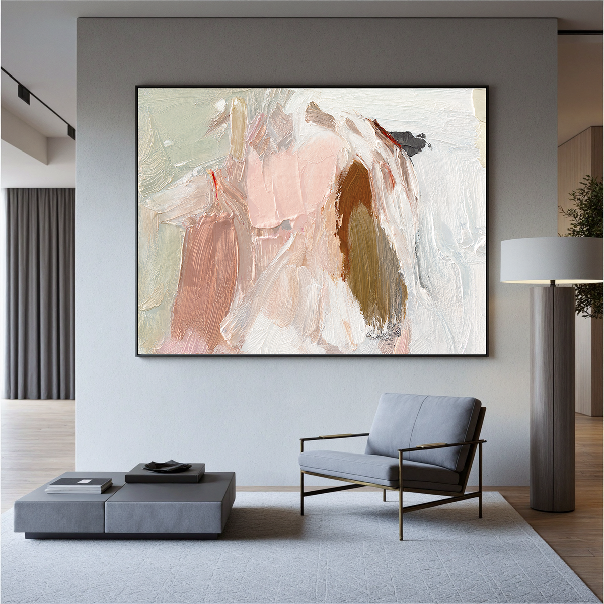 "Clay Form" - Minimalist Impasto Abstract | Brown & White Abstract Art Statement Art
